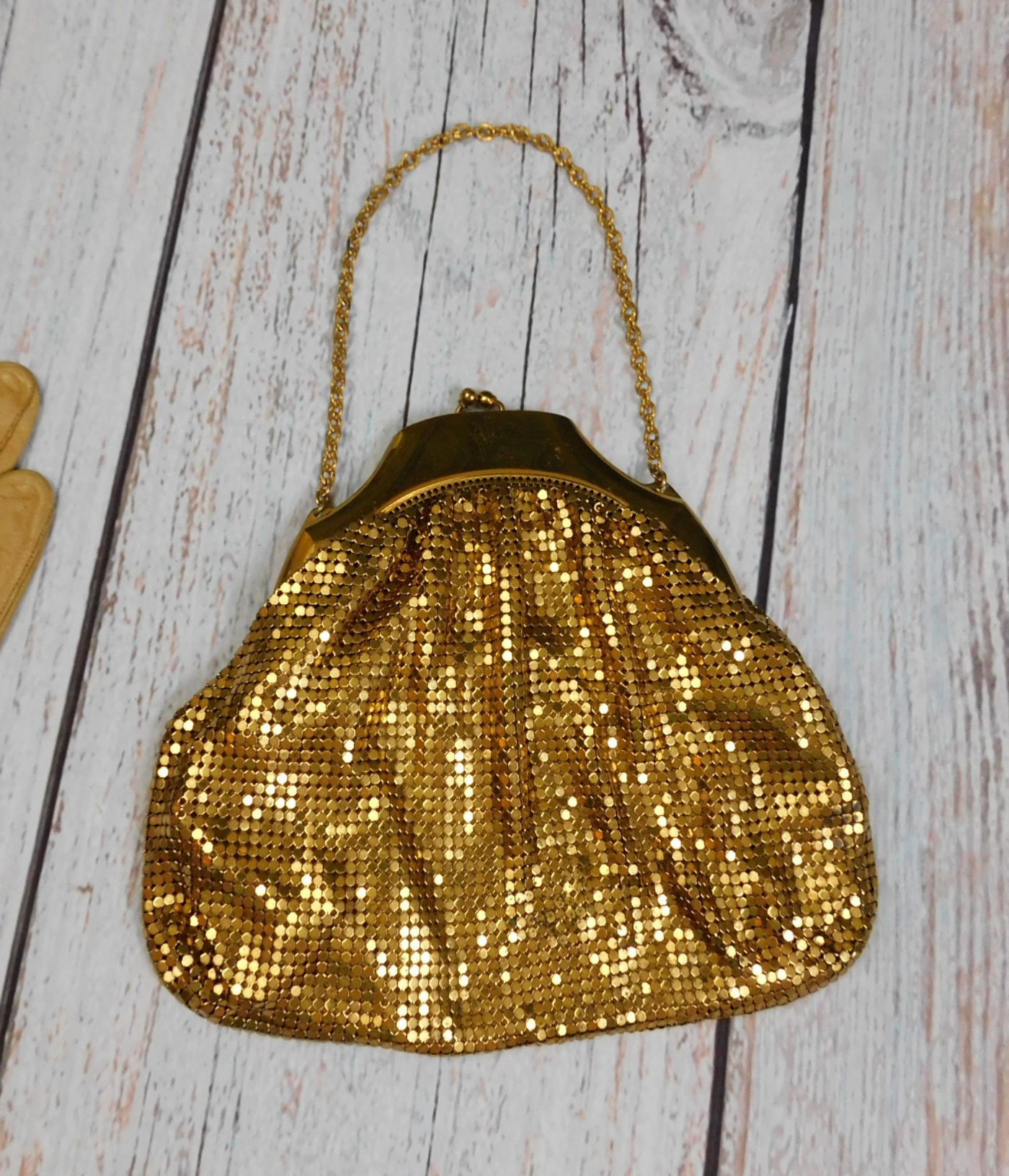 Vintage Gold Color Mesh Clutch Bag