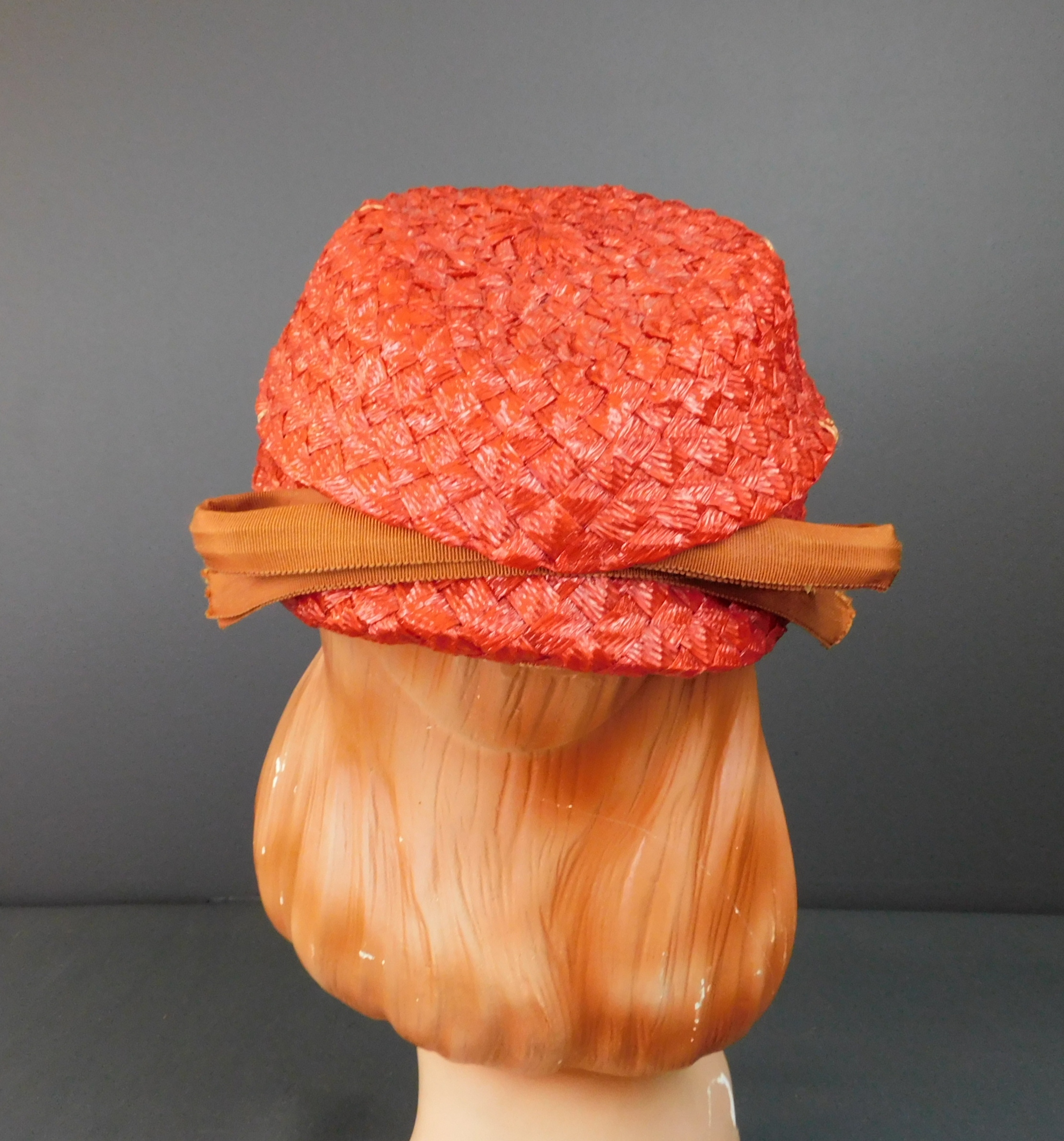 Vintage Strawberry Red Straw Hat in a Hat Box - Ruby Lane