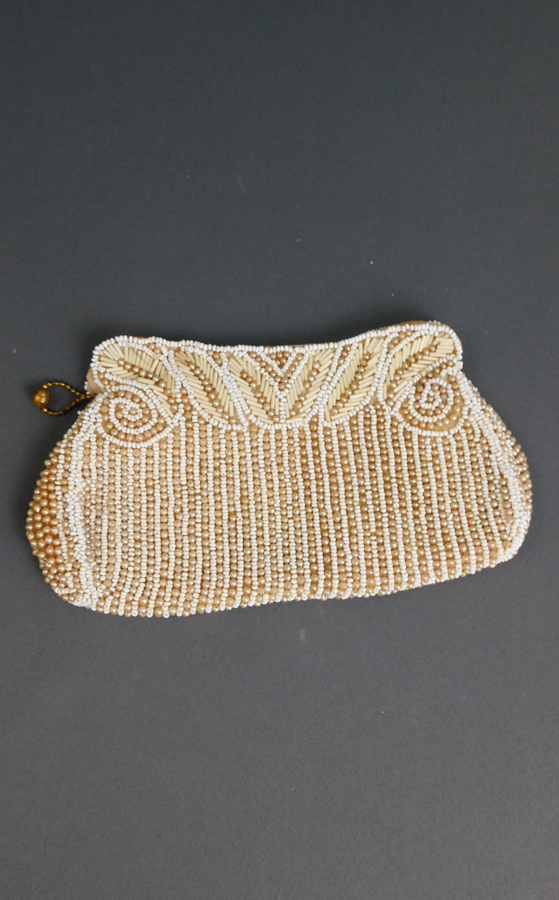 Vintage White Beaded Evening Bag Clutch