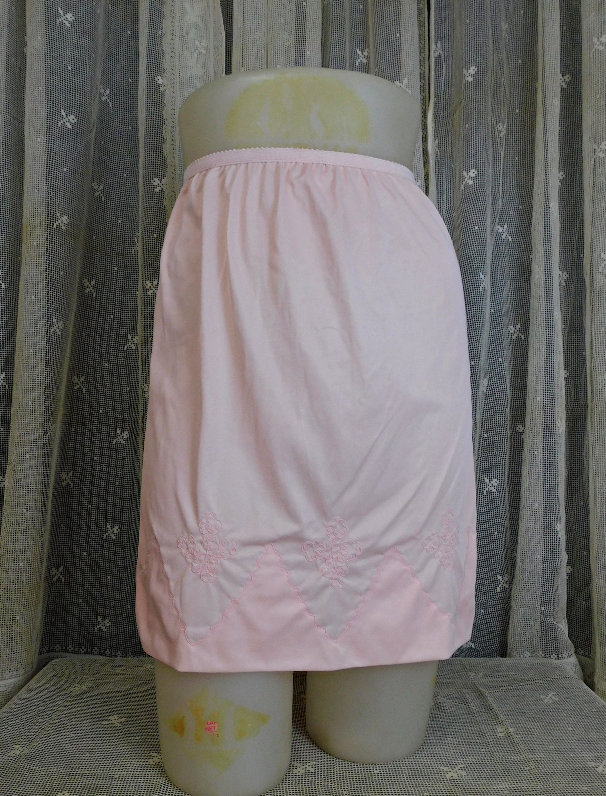 Vintage Pink Nylon Half Slip, 24-26 inch waist 1960s