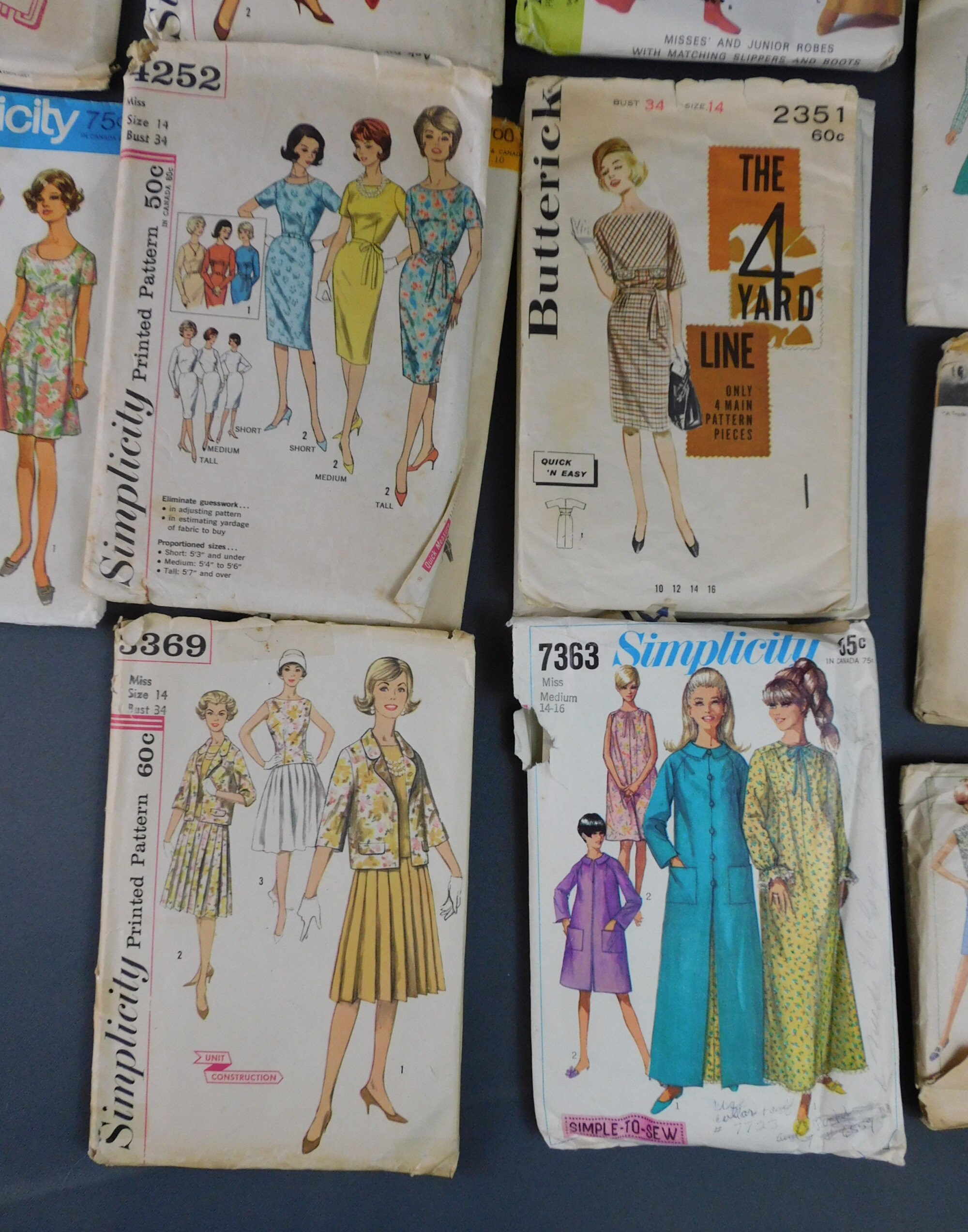 Vintage Lot of 16 Patterns Women's 1960s 1970s 34, 35 & 37 inch bust