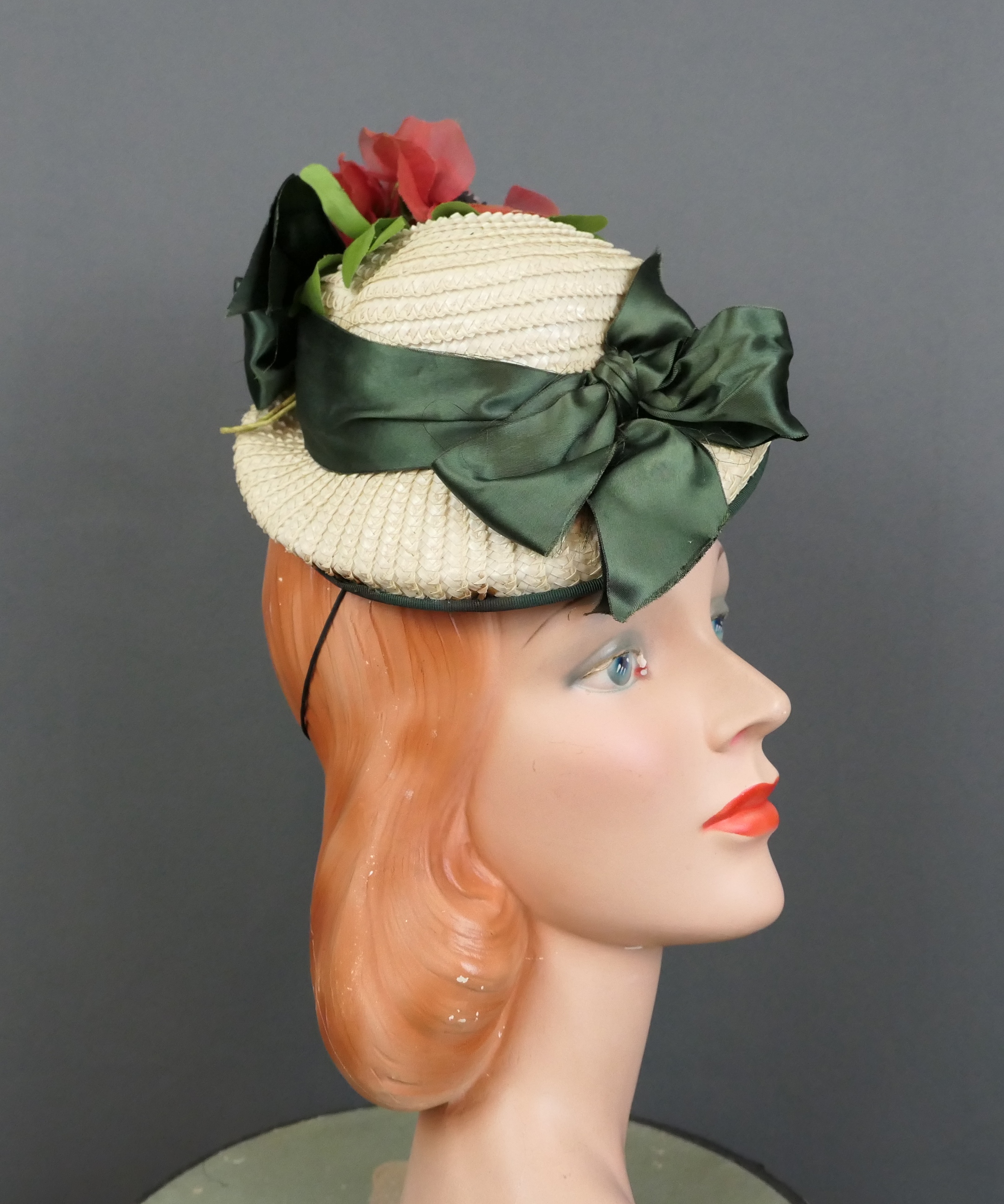 国産在庫あ1940\'s ~ Straw Hat French Cancan 帽子