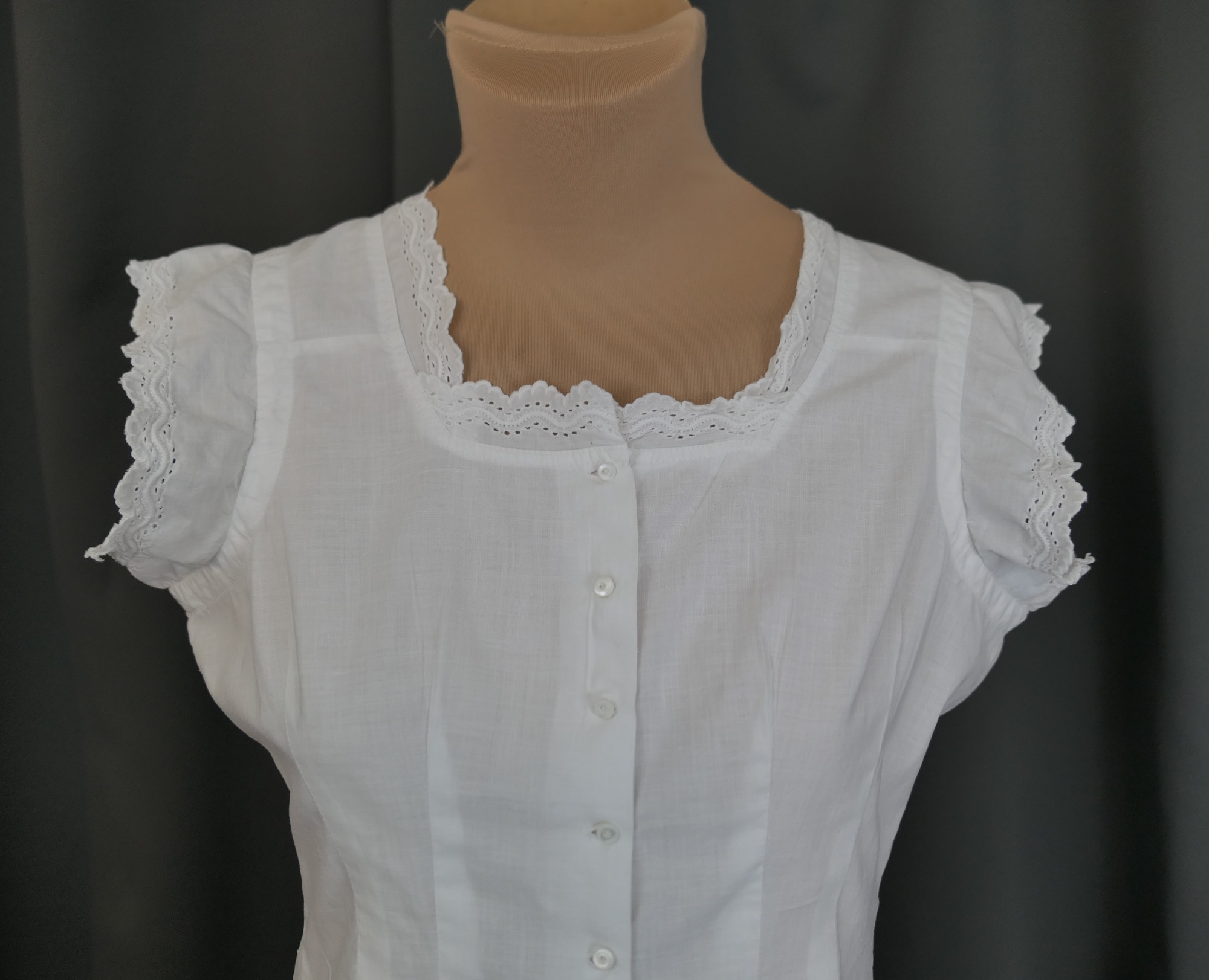 Vintage White Cotton Camisole Corset Cover, Victorian 1800s, 35