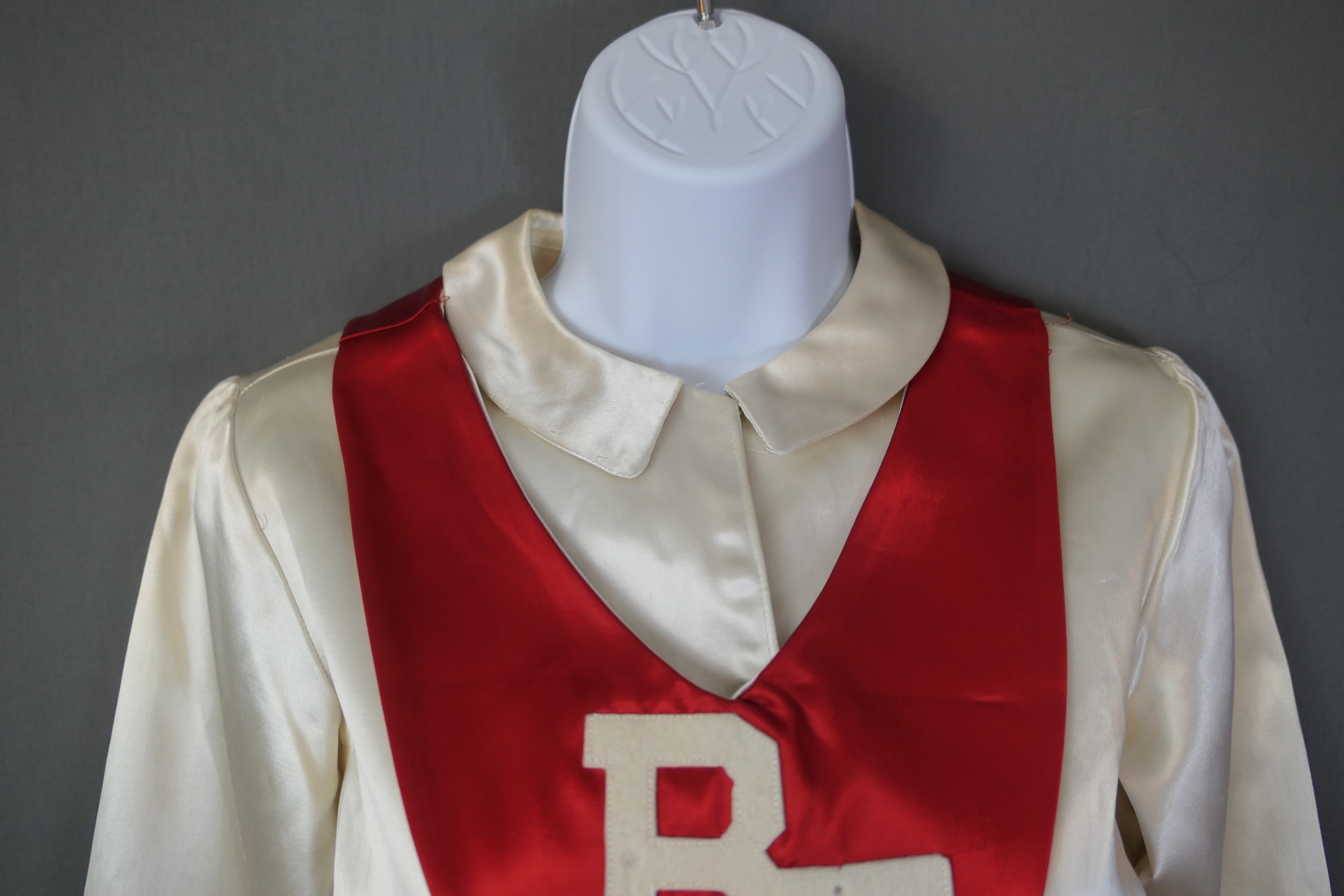 Vintage 1950s Majorette Uniform, Red & White Satin, Blouse, Reversible  Skirt, Shorts, name & photo