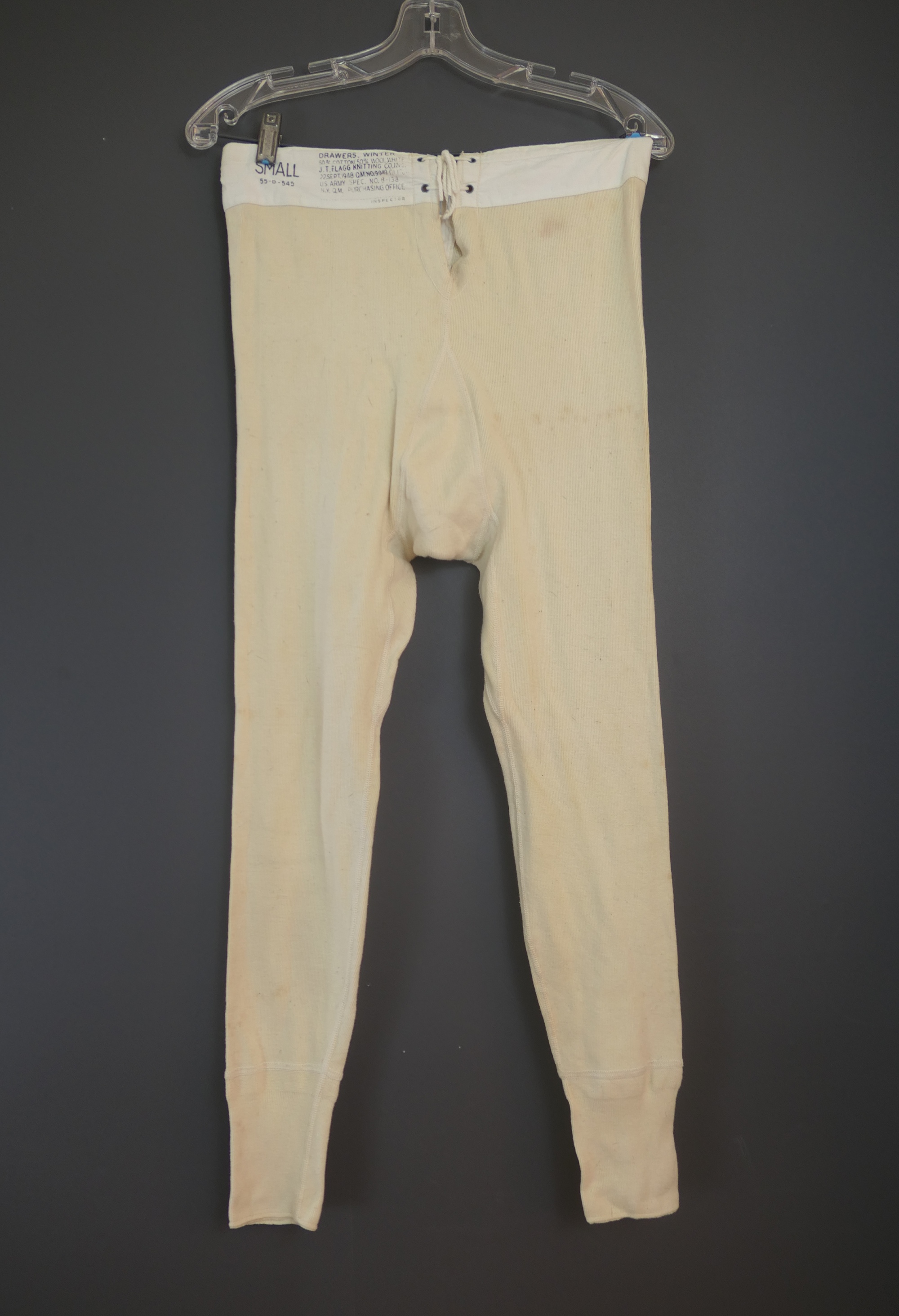 Vintage 1940s 1950s Military Issue Long Johns, Small Winter