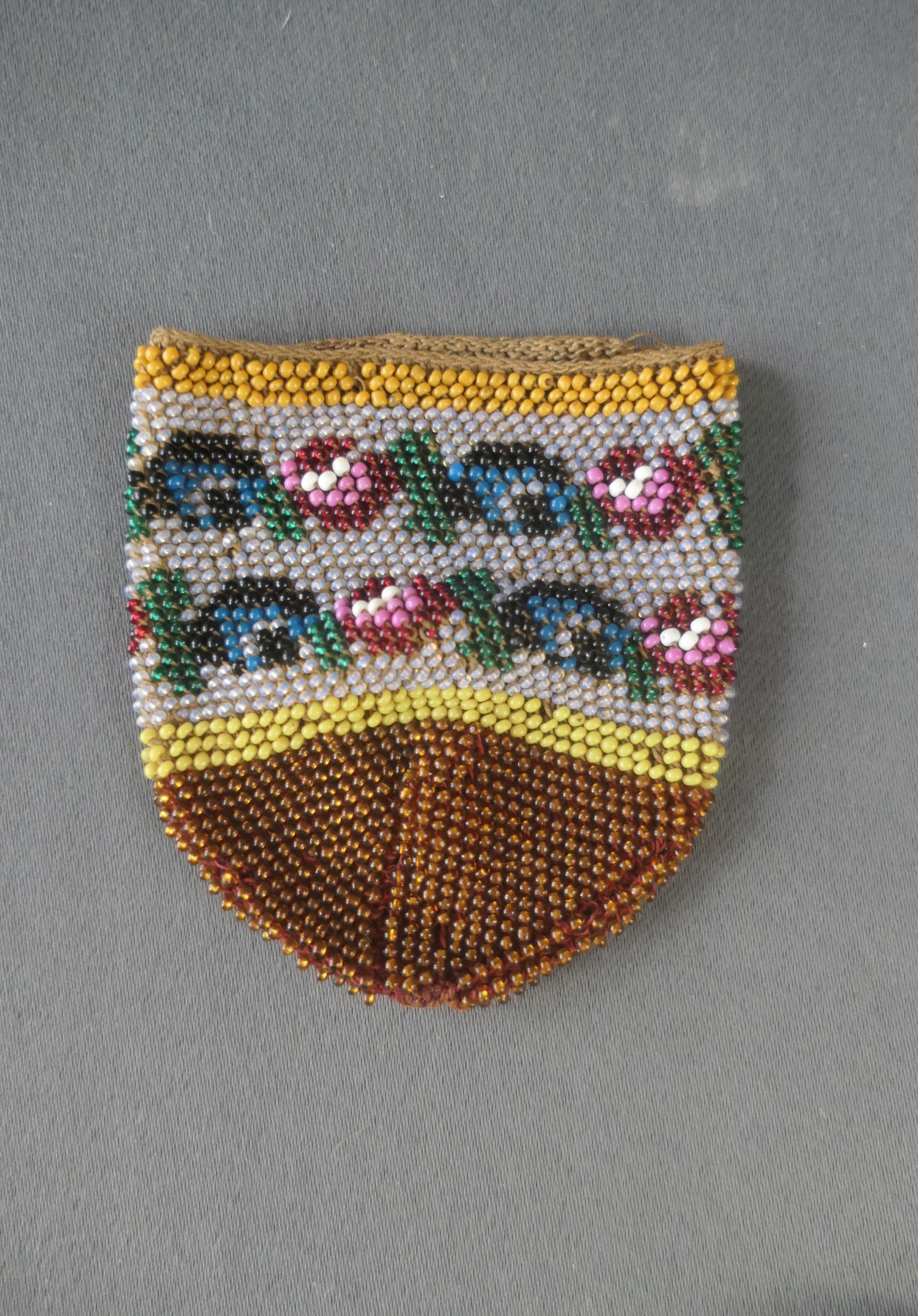 Small Vintage Hand Beaded Doll Purse Shell, 1920s or earlier, 2-1/2 inches, Crochet