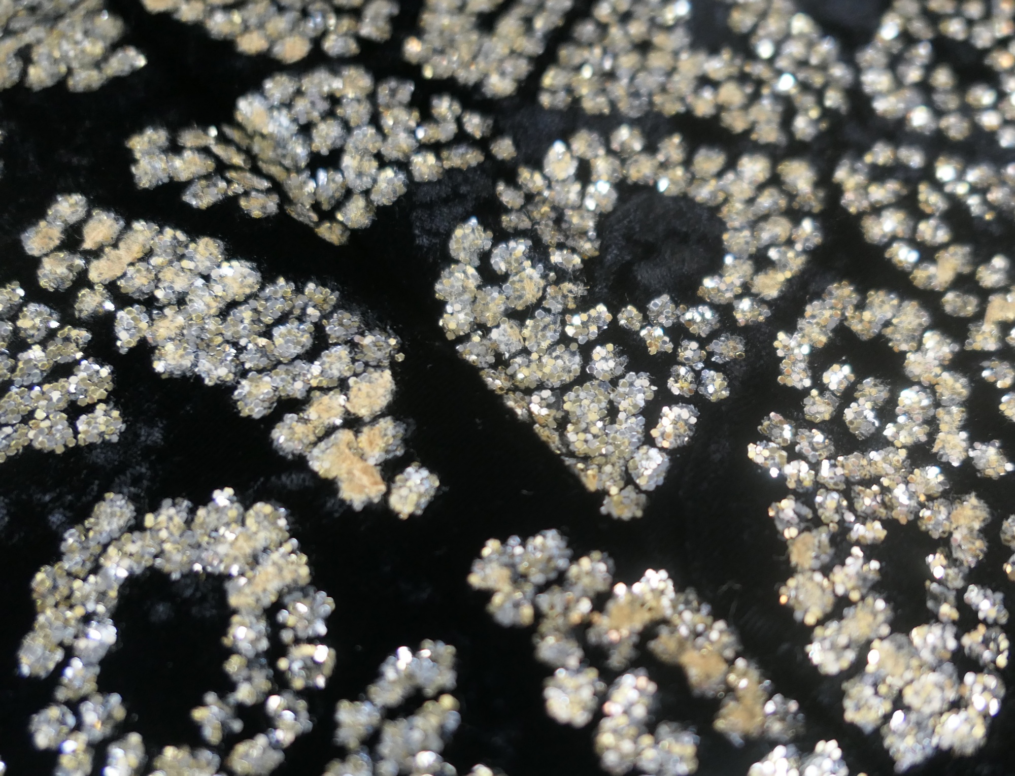 Vintage Black Velvet Fabric with Silver Glitter, 1980s 38 x 34 inches