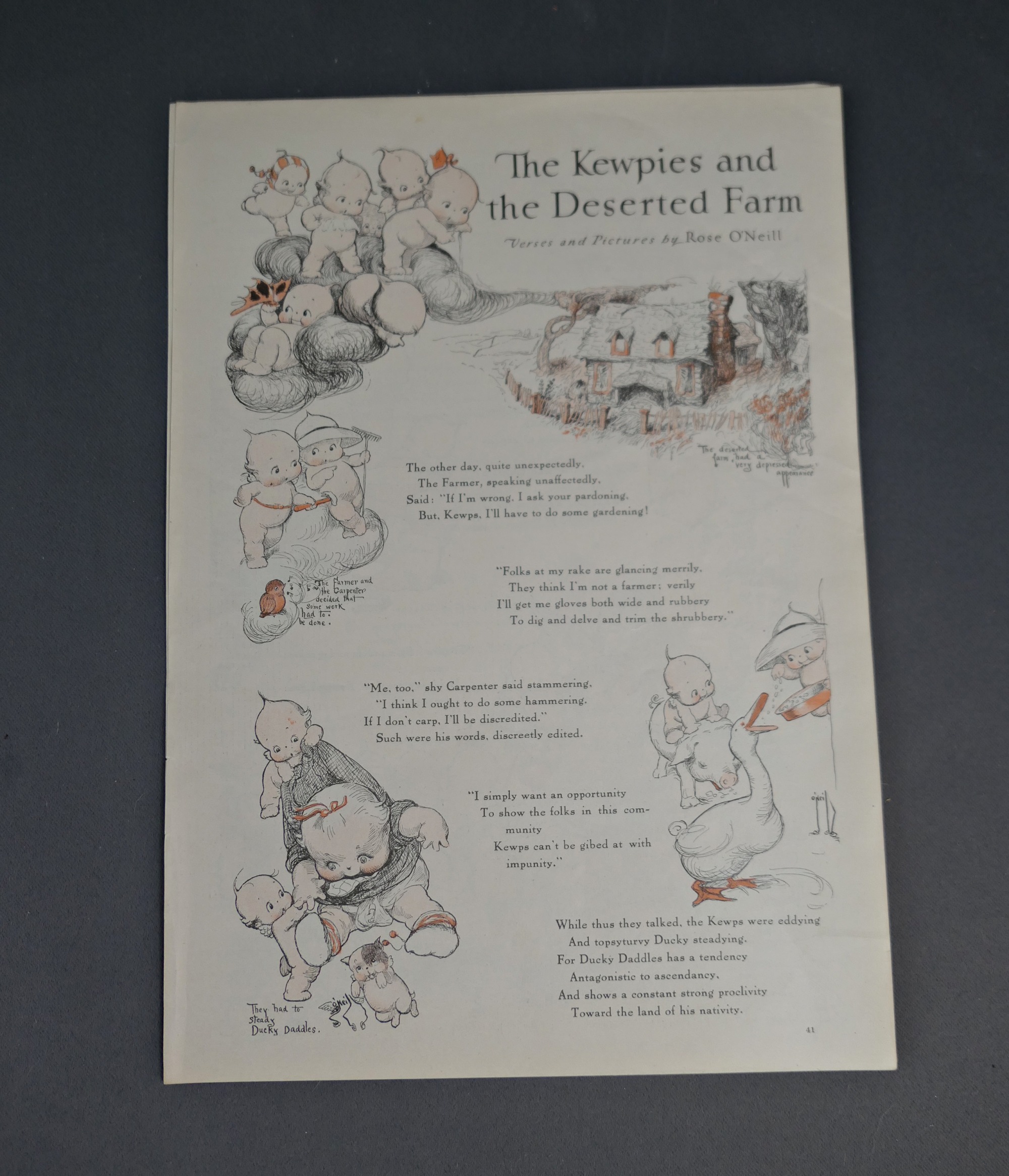 The Kewpies and the Deserted Farm, Rose O'Neill pages from magazine, 1916 Super Cute Illustrations