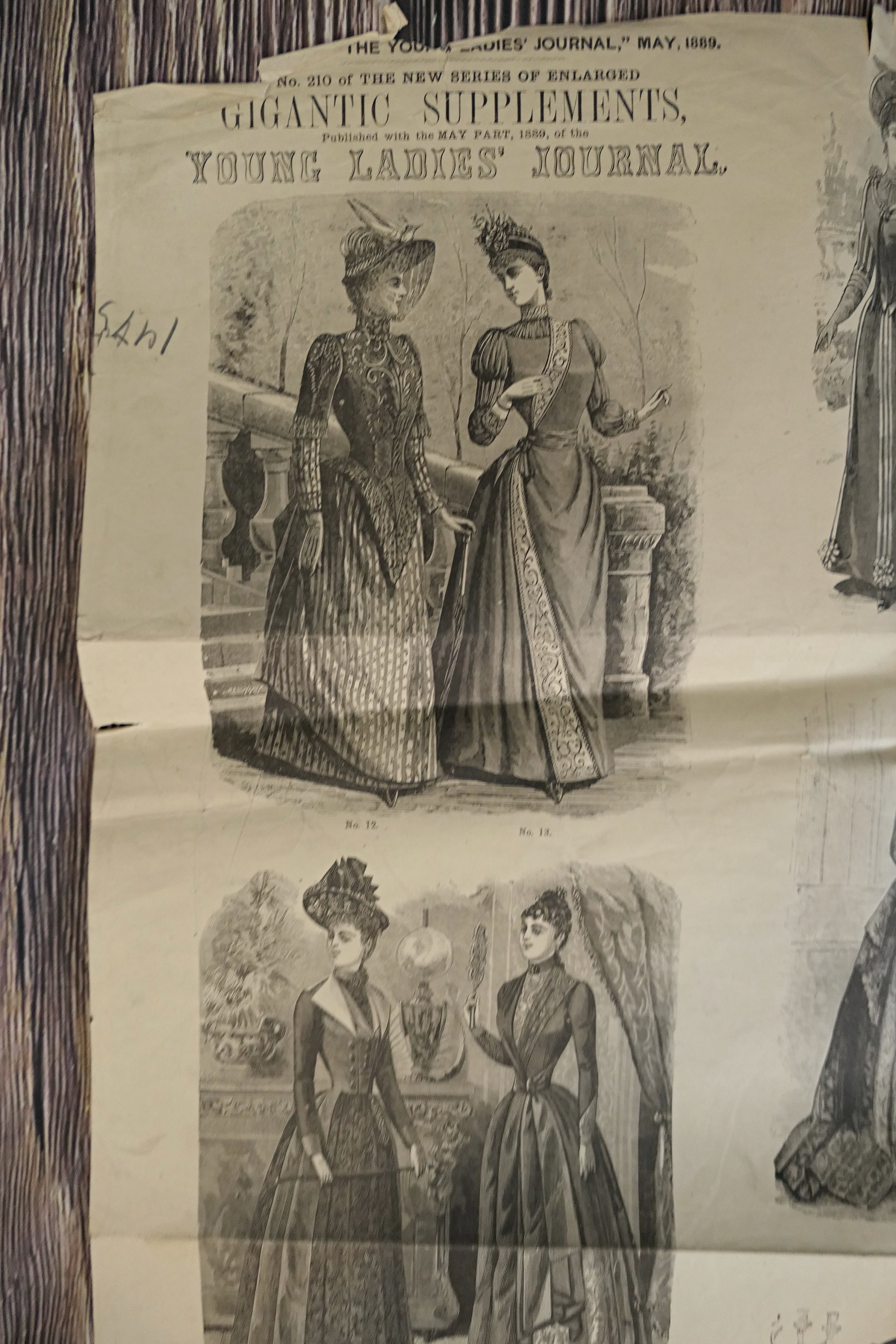 Giant Supplement Young Ladies Journal May 1889, Victorian Fashions Engravings Patterns with , 48 x 32 inches