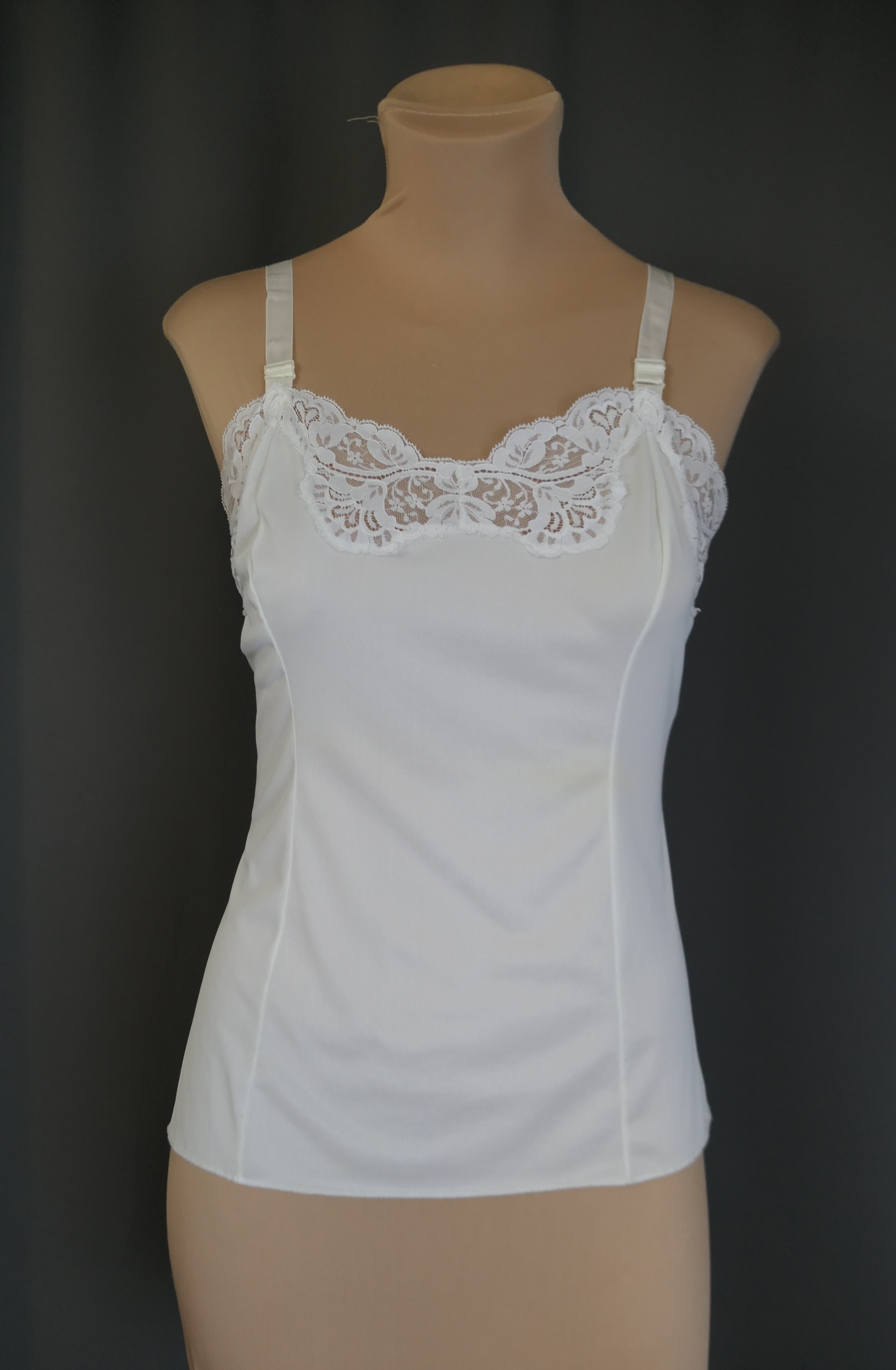Vintage White Lace Camisole Wonder Maid, 36 Bust 1960s Nylon