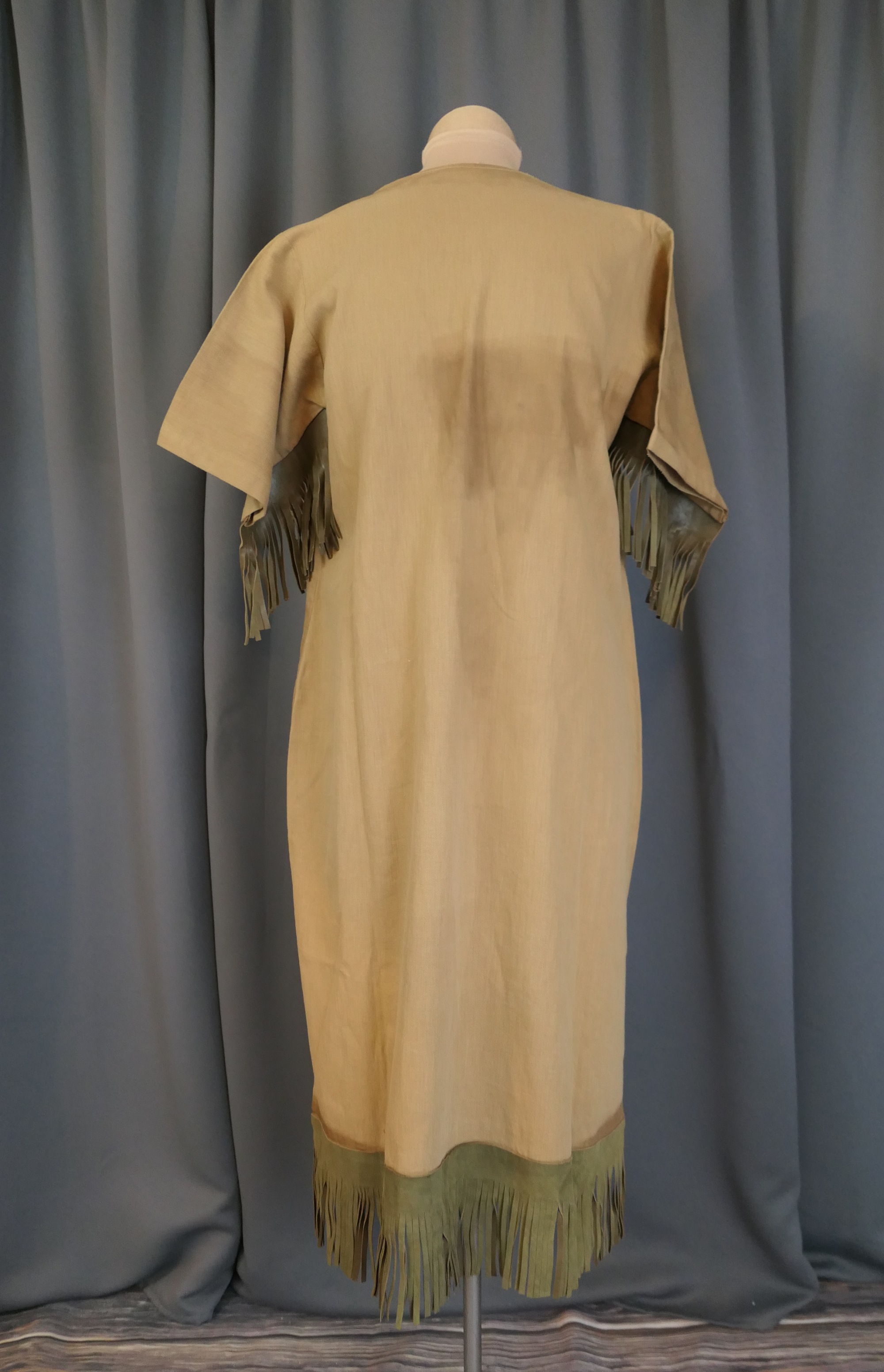 Vintage 1950s Camp Fire Girls Ceremonial Gown #2, Native American Indian  Style, with Leather Fringe, Wood