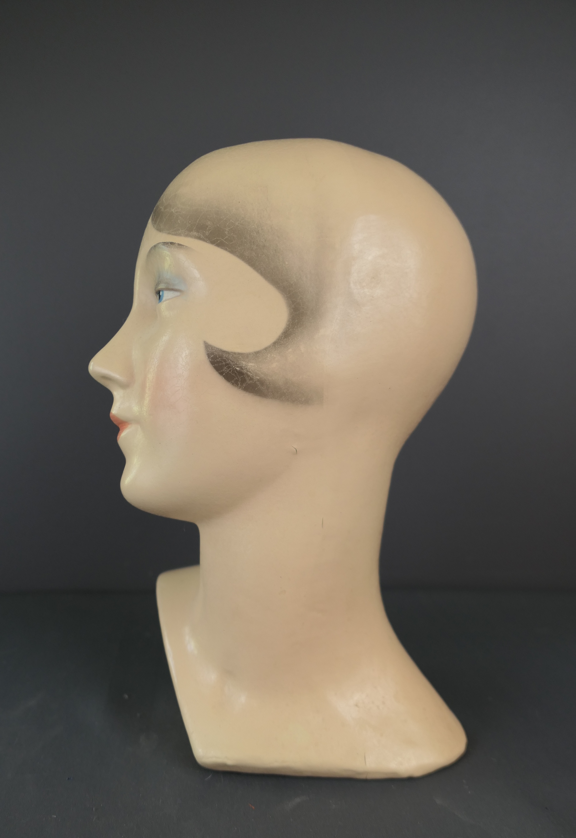 Vintage 1920s Mannequin Head, Art Deco Hat Store Display
