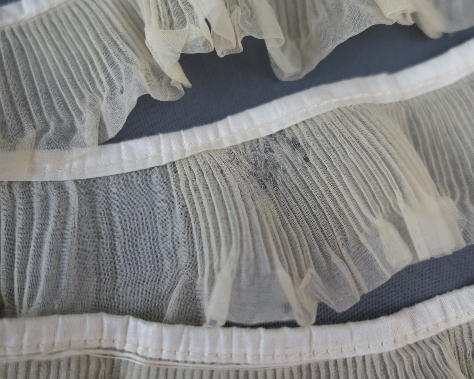 2 Pieces of Antique Pleated Ruffle Dress Trim, Edwardian 1900s, Cotton Organdy