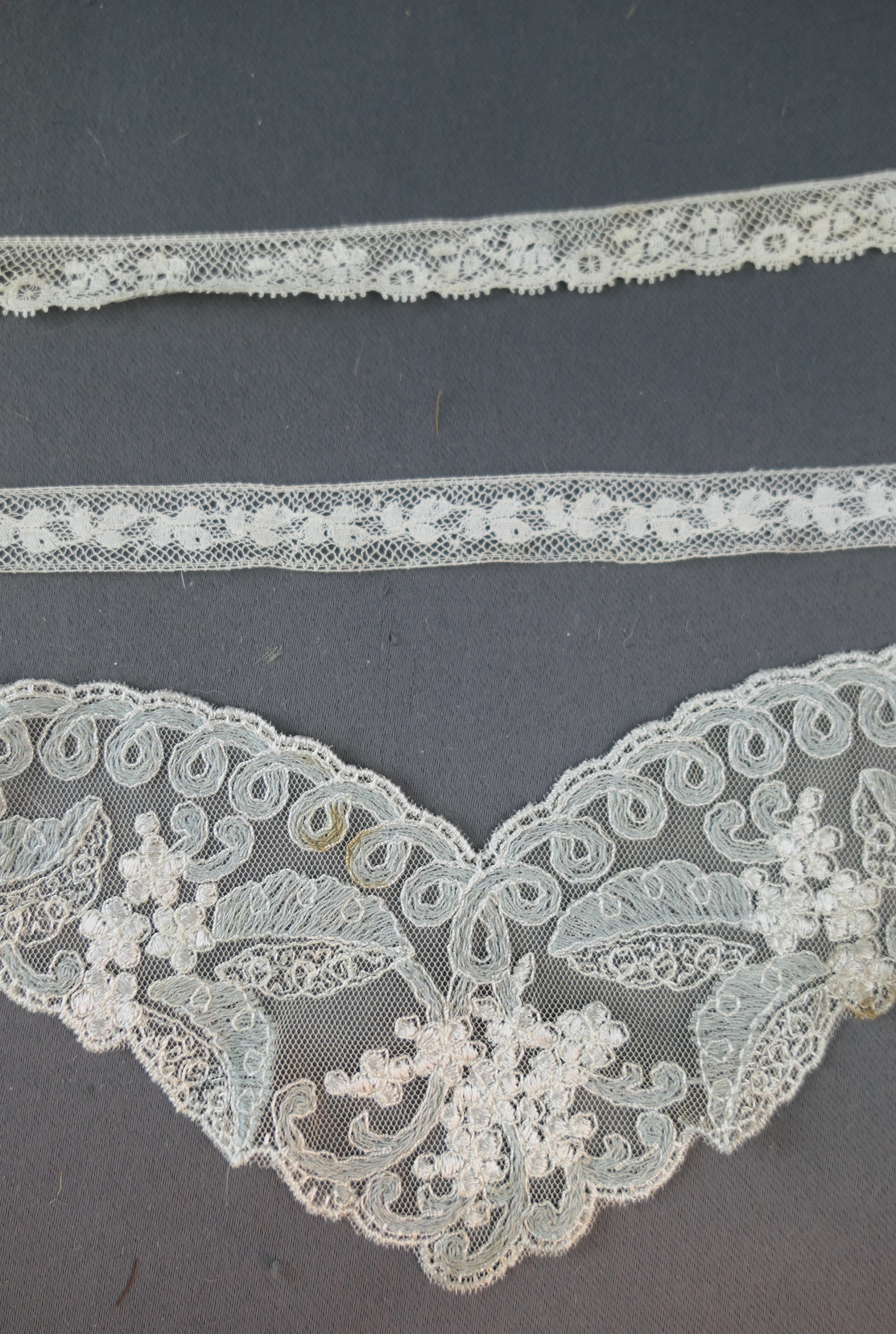 2 Pieces of Vintage Cotton Lace and Embroidered Lace Applique