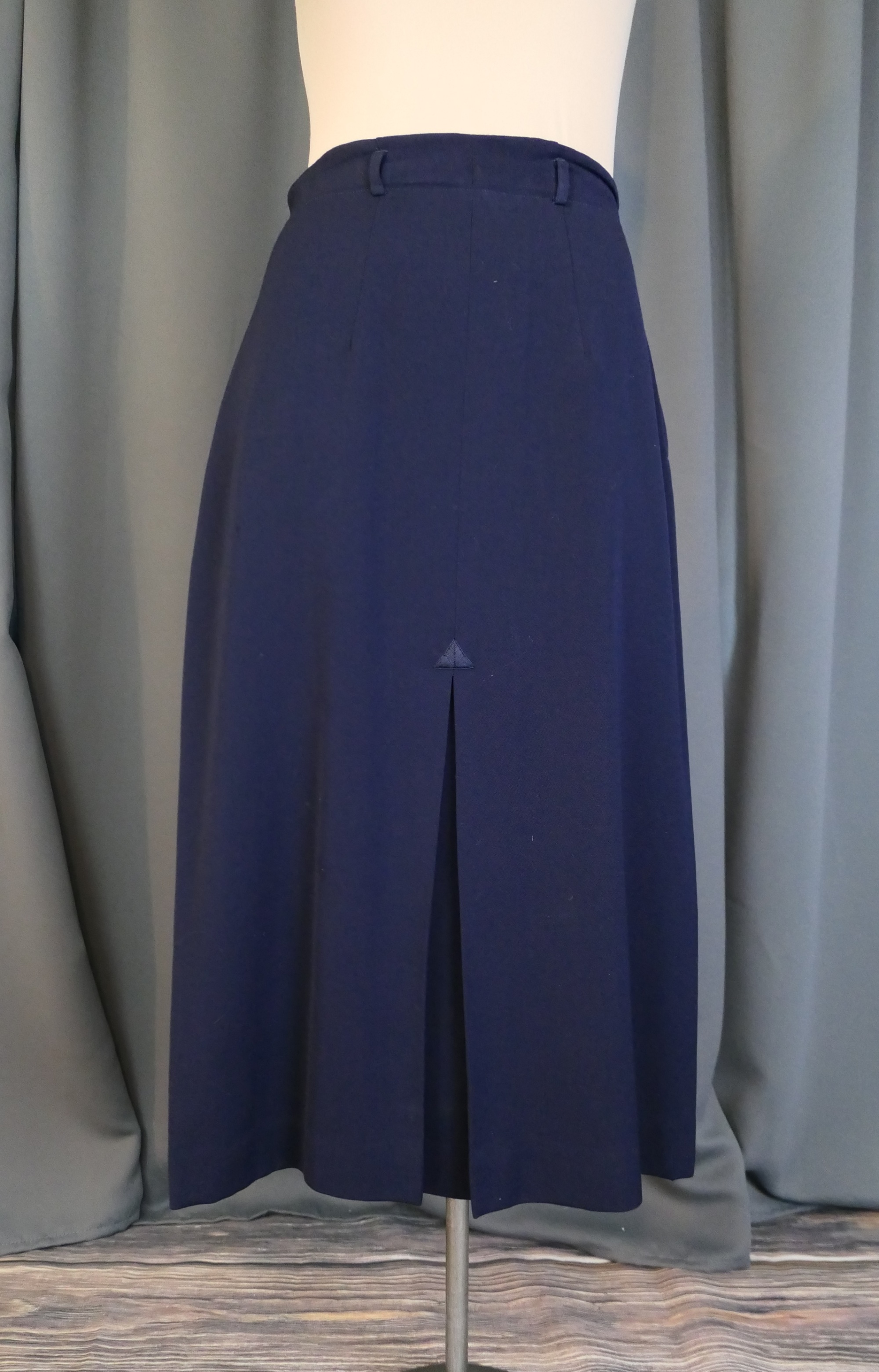 Vintage 1940s Gabardine Wool Skirt Dark Blue, 29-1/2 inch waist 1940s
