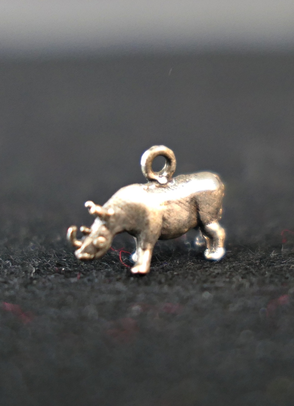 Vintage Rhino Rhinoceros Charm 5/8 inch, Sterling, Novelty for Bracelet