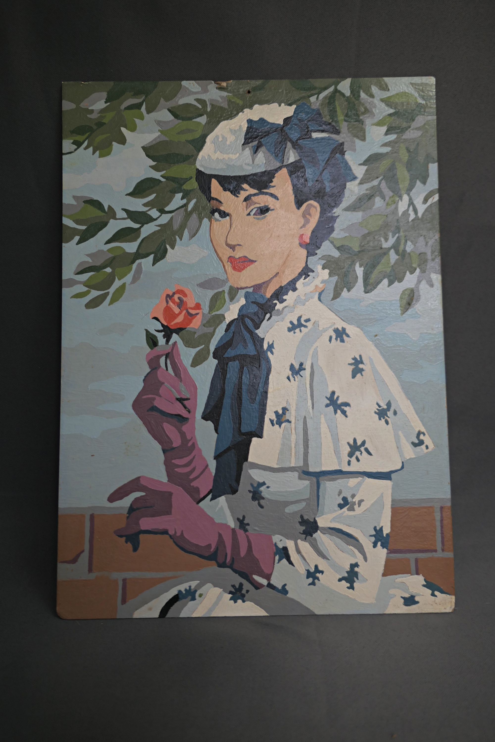 Vintage 1950s Fashion Lady Painting, Paint By Numbers, unframed