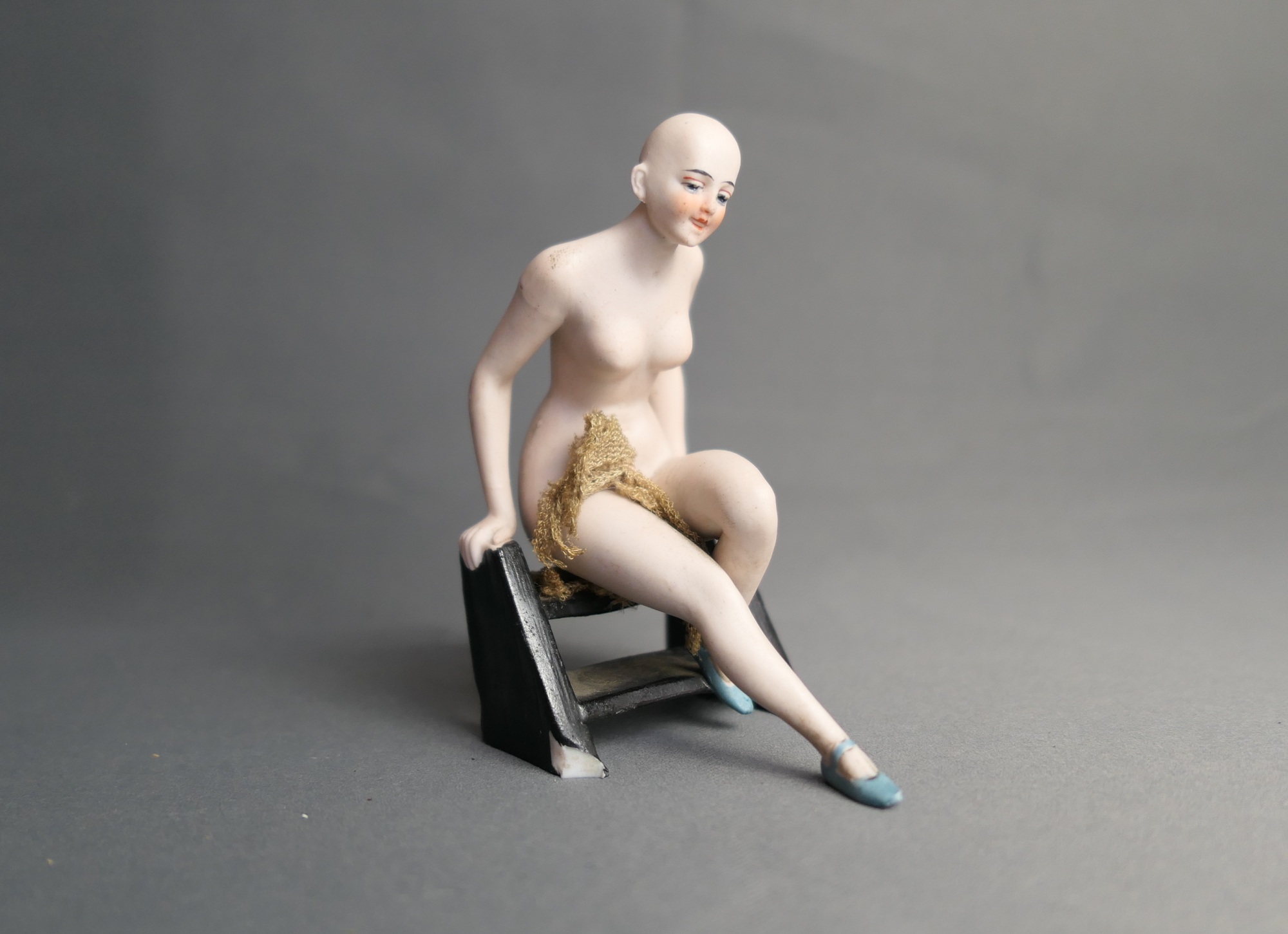 Antique Nudie Bathing Beauty, Bisque 1910s Germany Galluba & Hofmann, broken