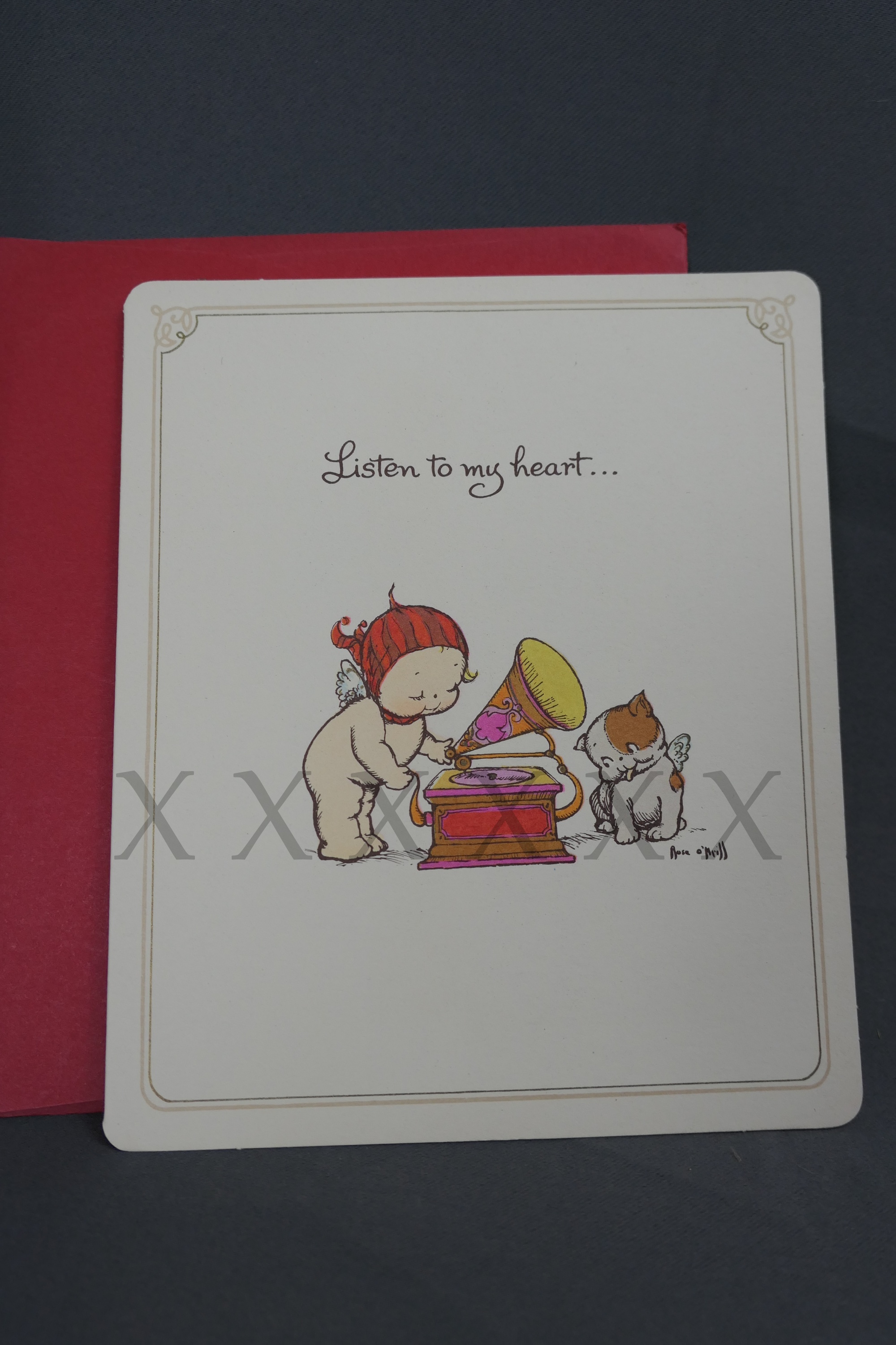 Vintage Rose O'Neill Love Greeting Card with envelope, Doodle Dog, 1970s