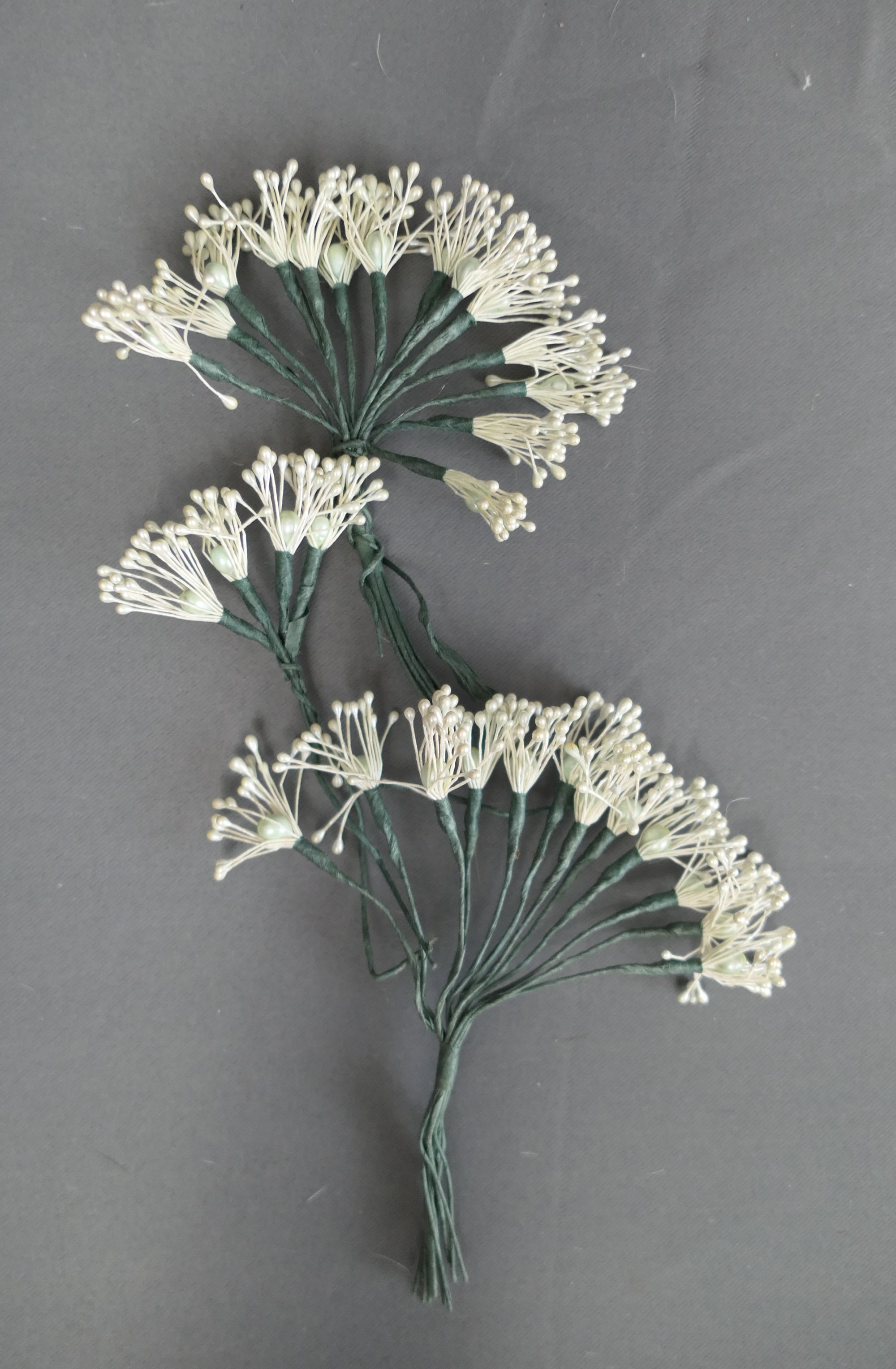 Group of Vintage Pale Mint Green Stamen Millinery Stems, 1950s 1960s 30 groups