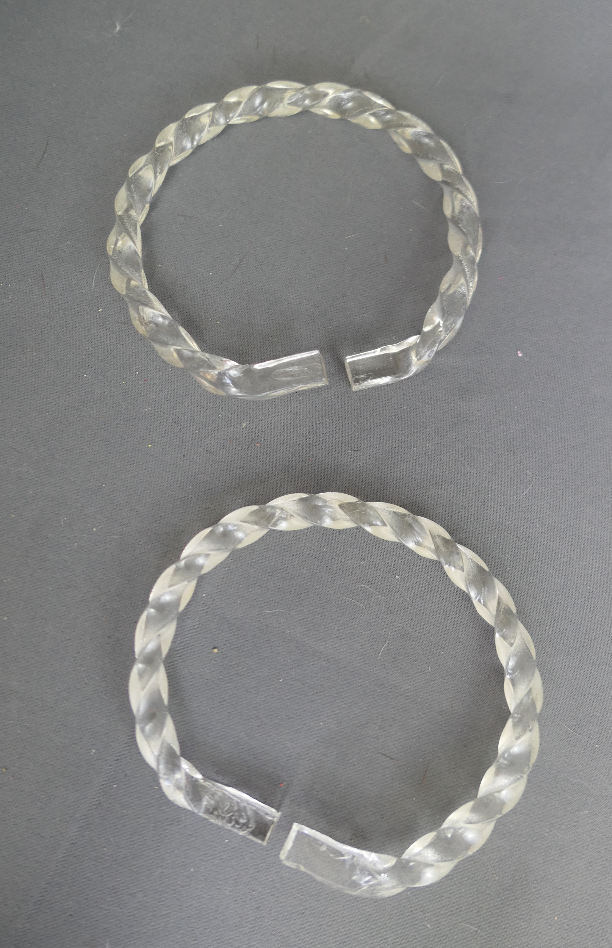 Vintage Twisted Clear Lucite Purse Handles Pair, 1940s