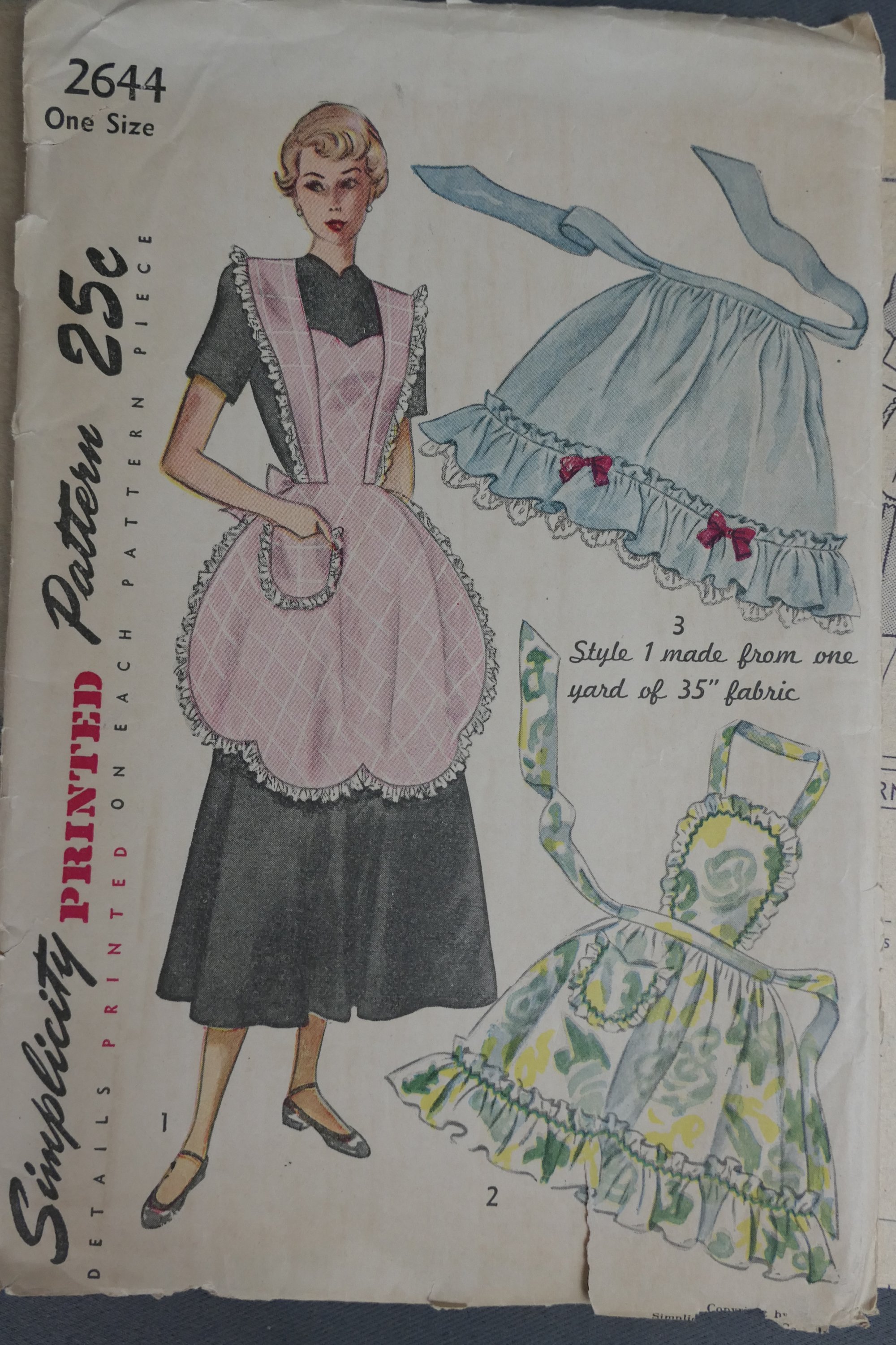 Vintage Full Bib or Half Apron Pattern, 1940s Simplicity 2644
