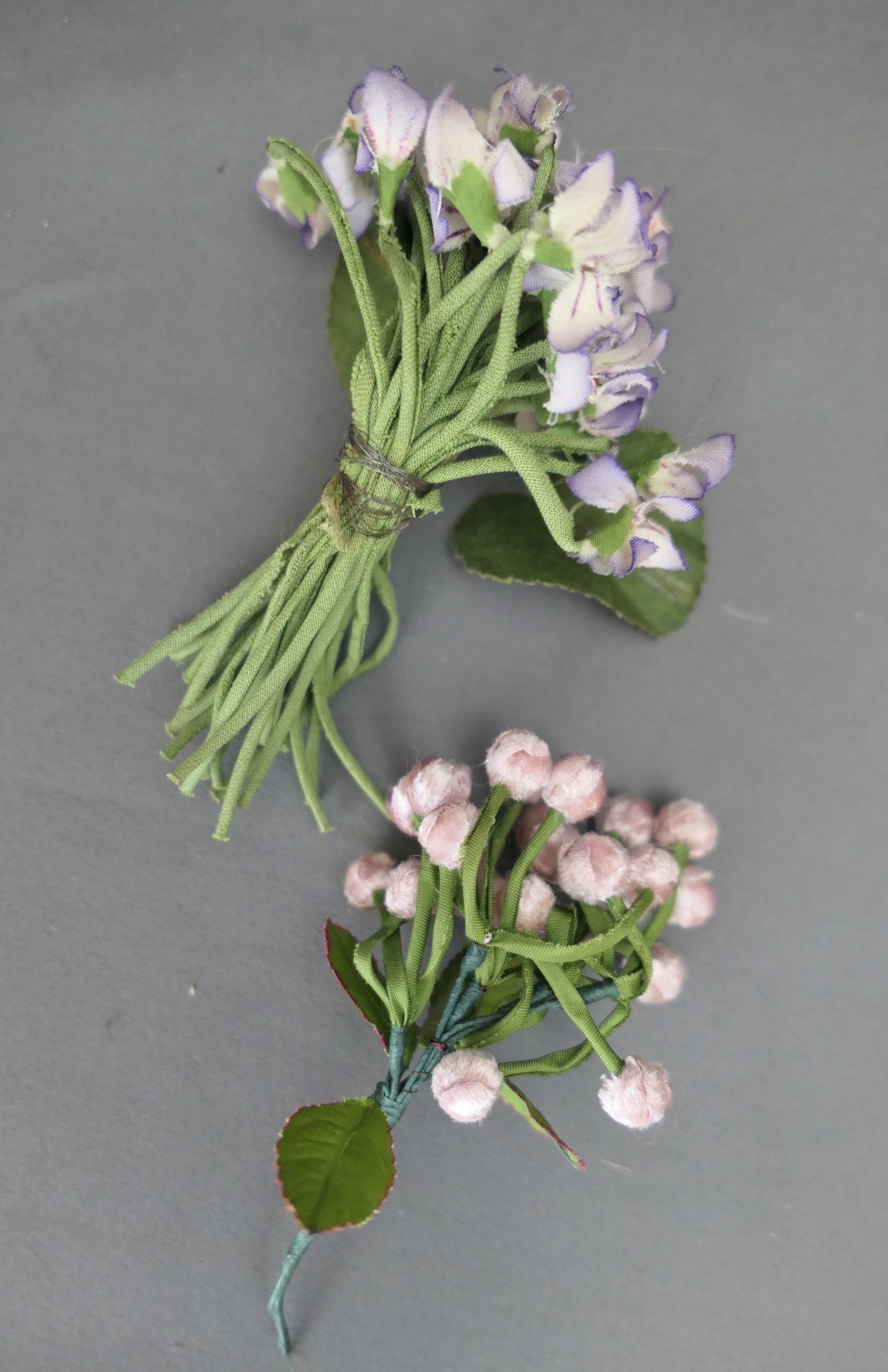 Vintage Lavender Millinery Flowers, 2 Groups, 1950s Hat Making