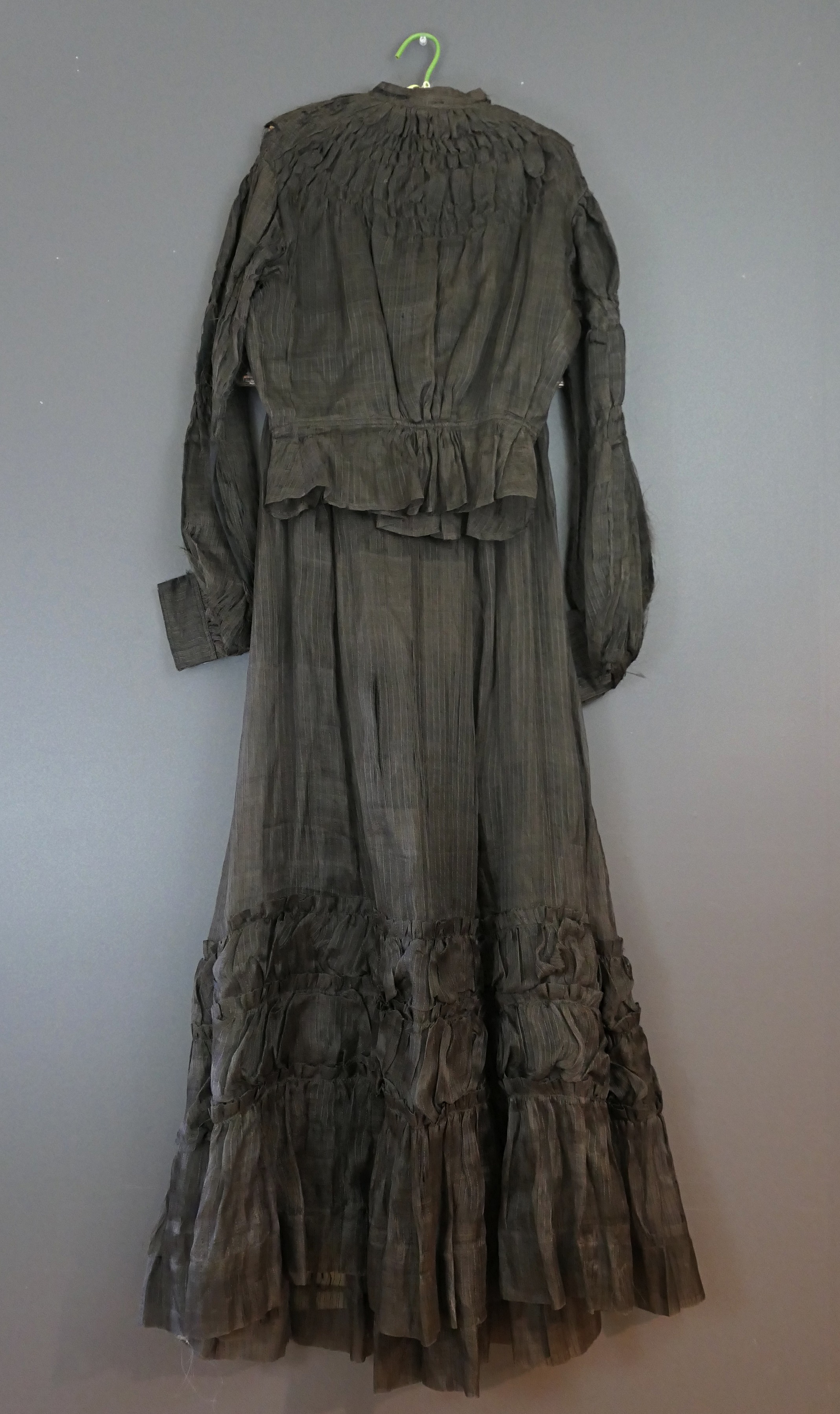 Victorian Blouse & Skirt 1800s Black Sheer, DAMAGED