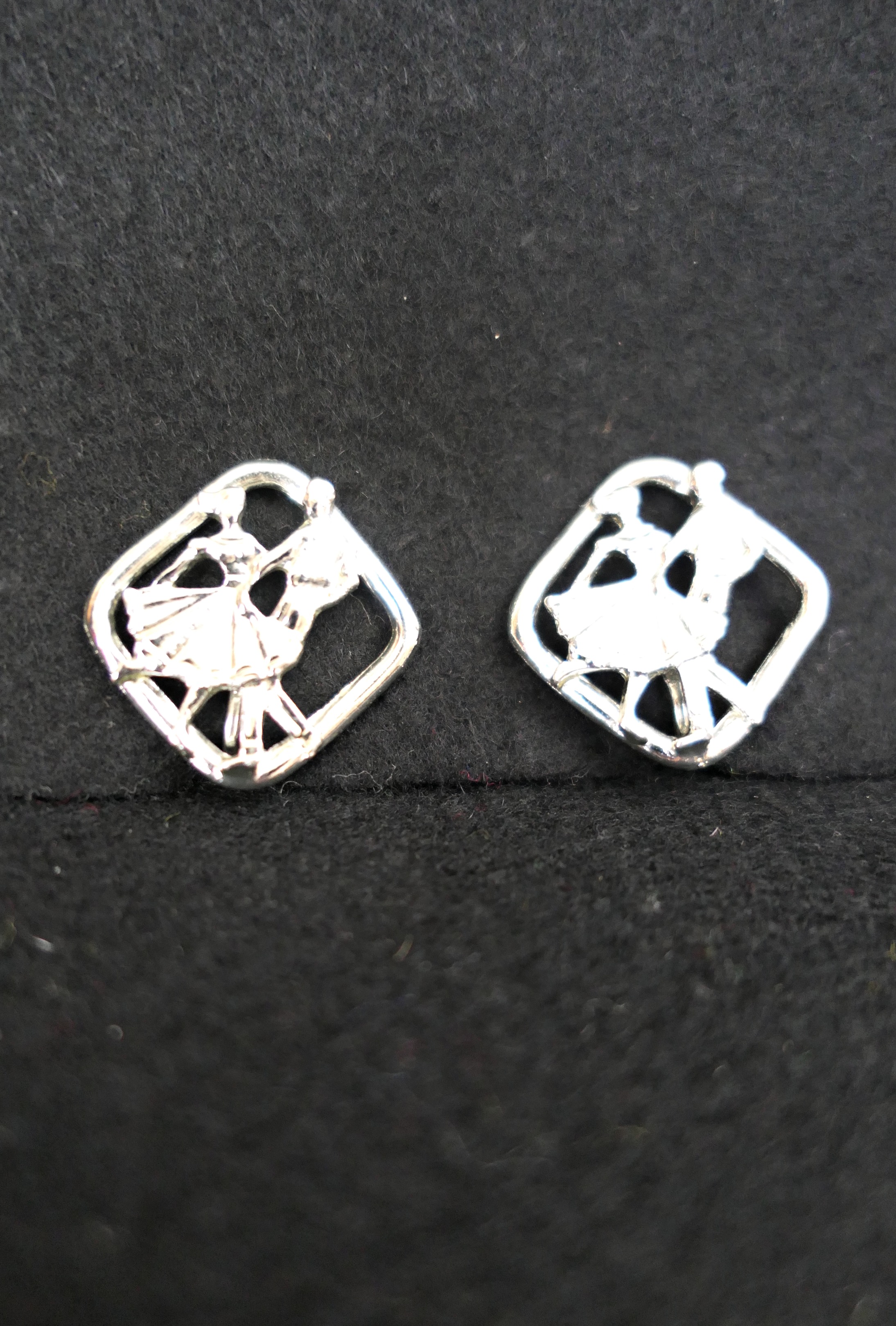 Vintage Dancing Couple Clip Earrings, Cut Out, 1950s 1960s