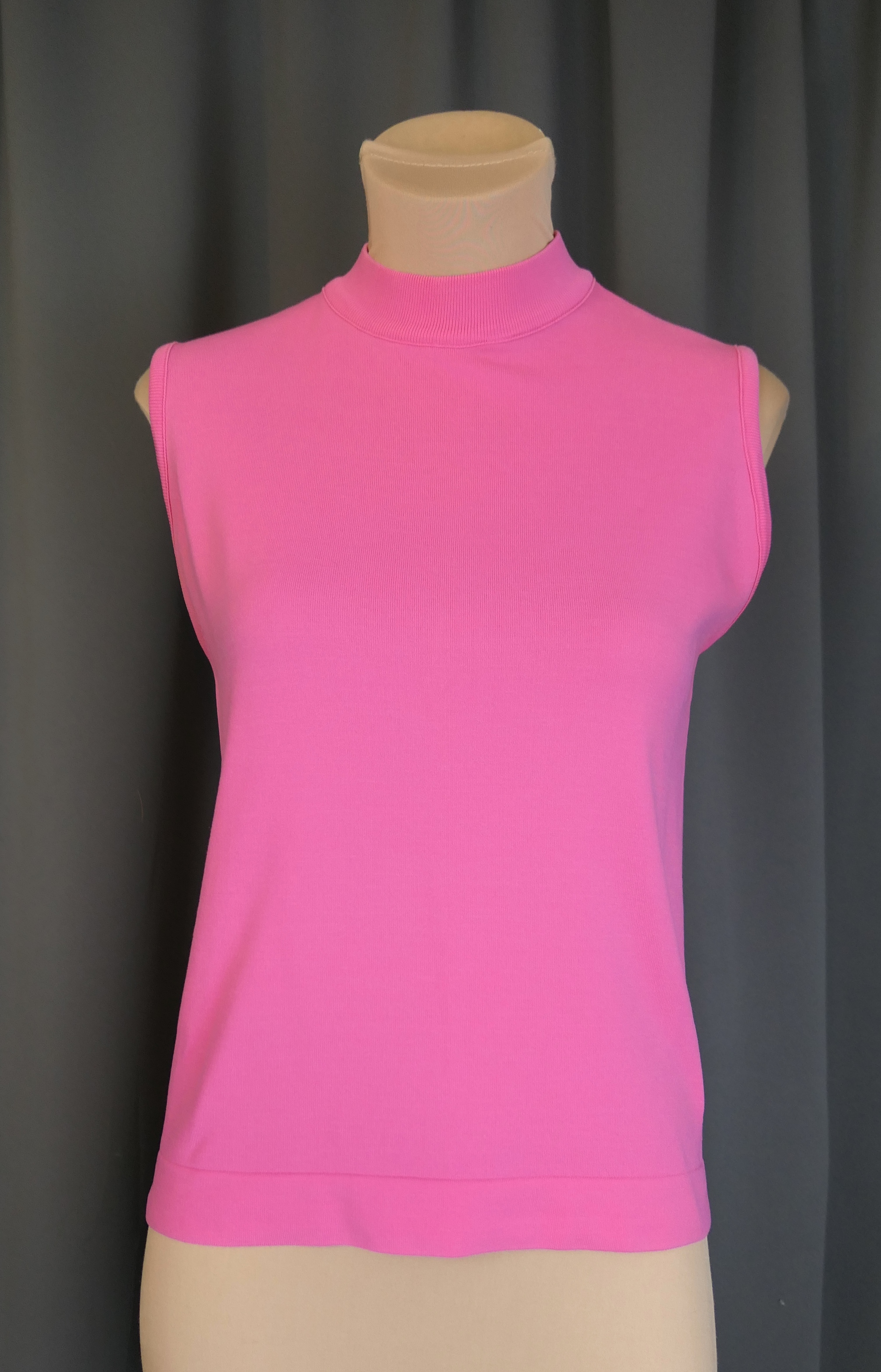 Vintage Pink Sleeveless Shirt Top 1960s, 34-36 bust, Dancette nylon knit