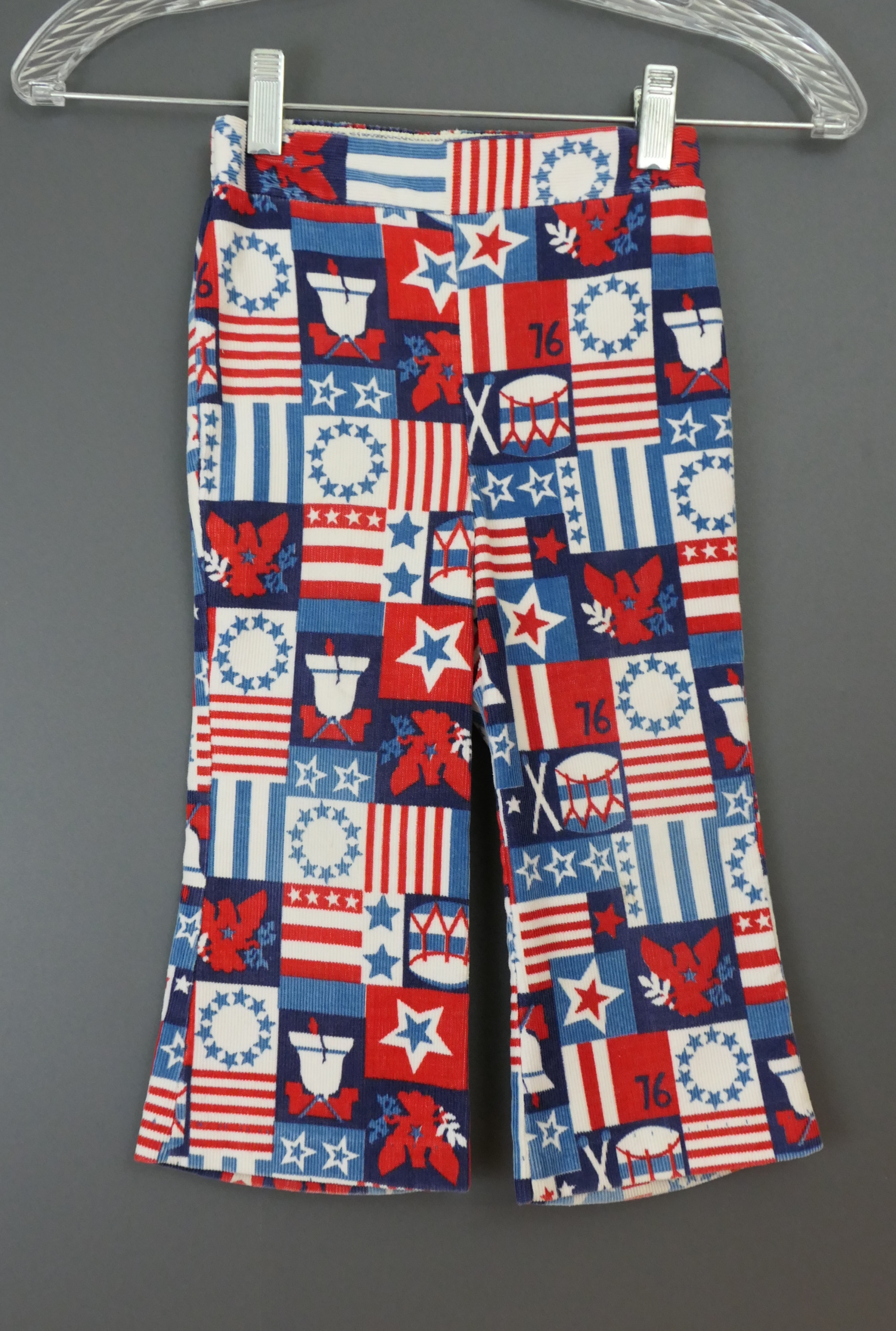 Vintage Red White & Blue Pants, 1776 Bicentennial, 1970s Child Toddler, corduroy