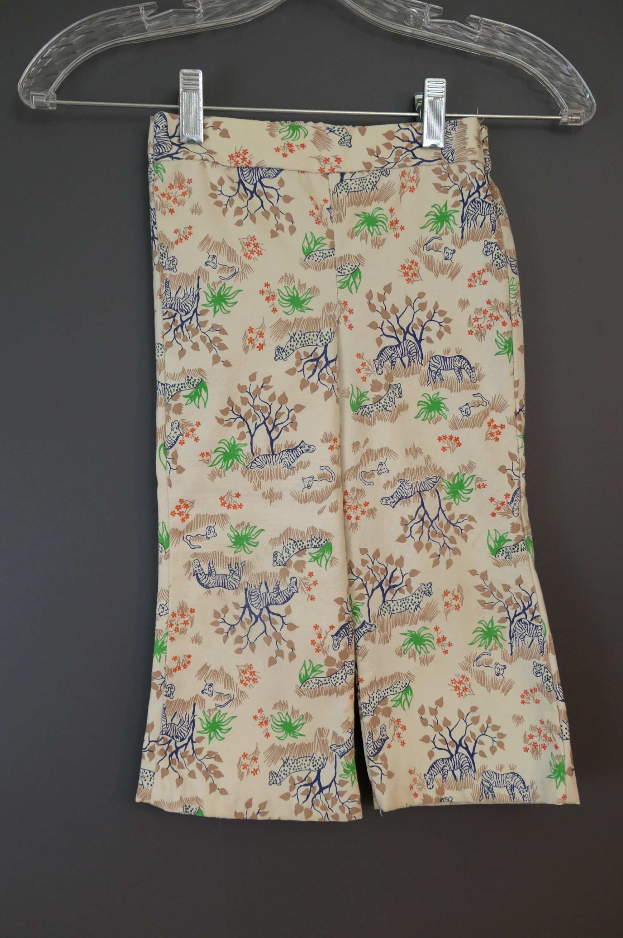 Vintage Little Girl Toddler Zebra and Cheetah Pants 1970s, Flared, Sears 3T