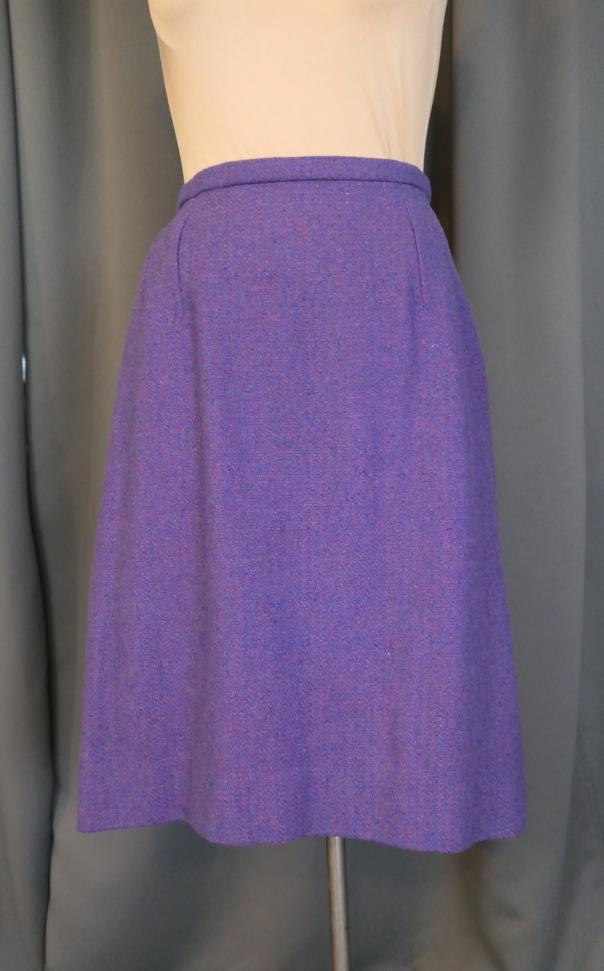 Vintage Purple and Pink Wool Skirt, 1960s, 27 waist