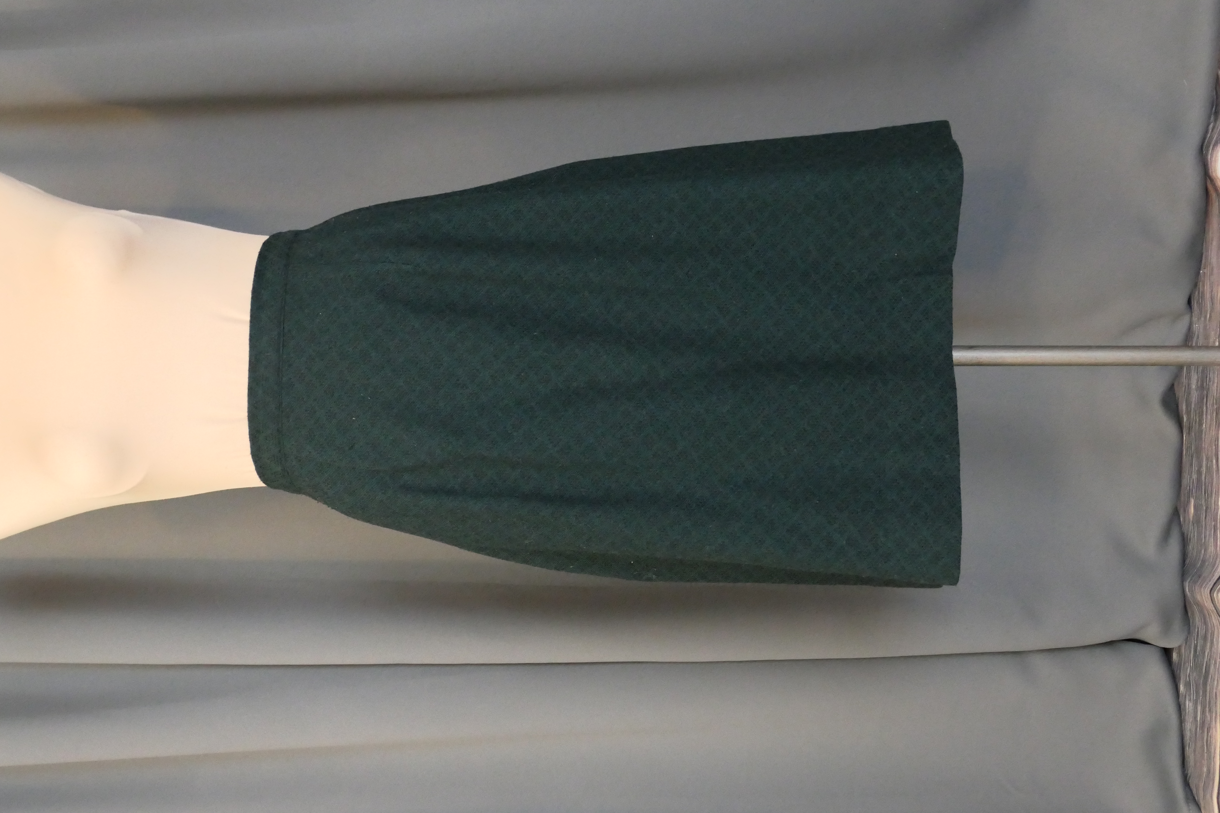 Vintage Dark Green Wool Skirt, 1960s, 25 inch waist, Black Diamond