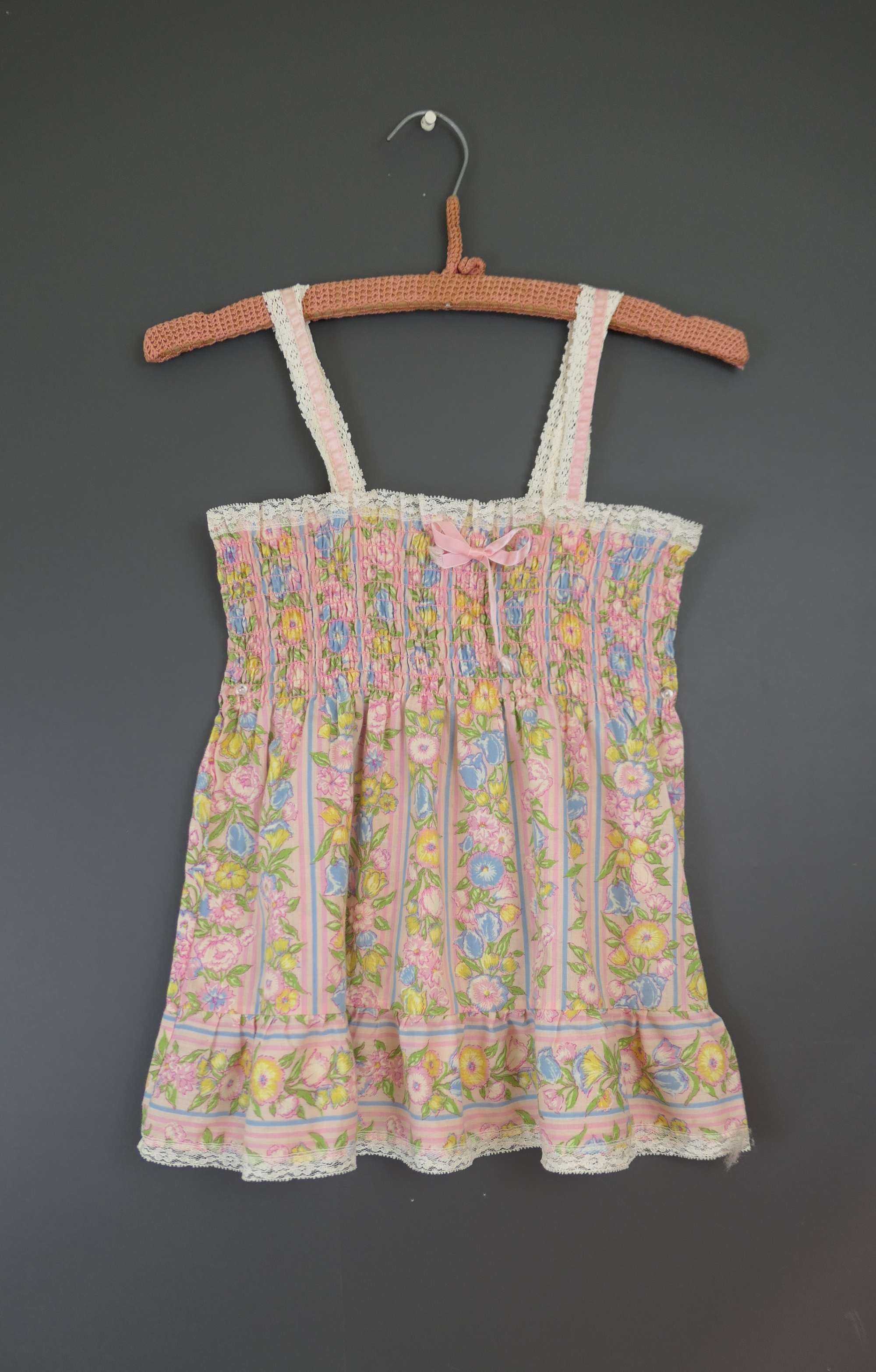 HOLD - Vintage Little Girl's Floral Sundress, smocked elastic, 1980s