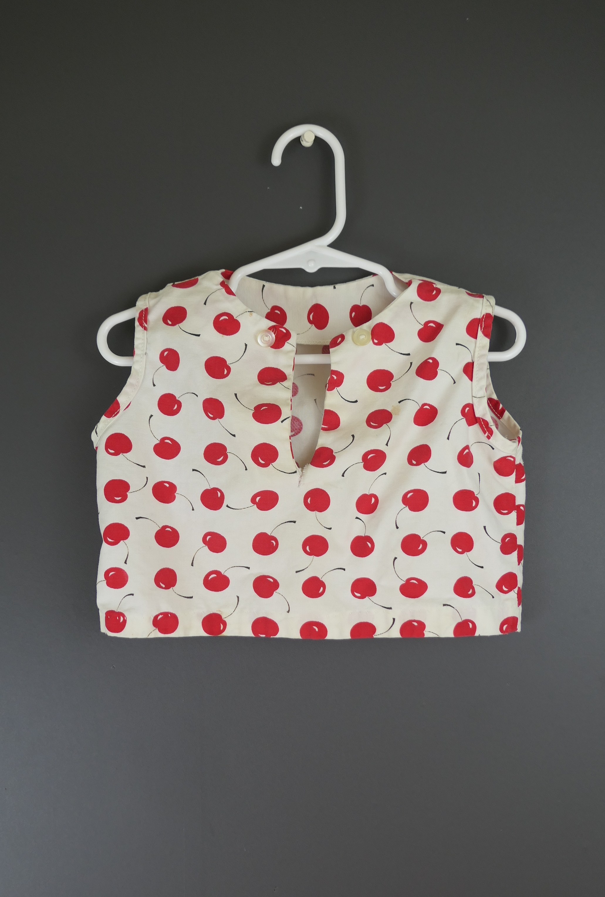 Vintage Little Girl Cherry Top, 1970s Toddler, issues