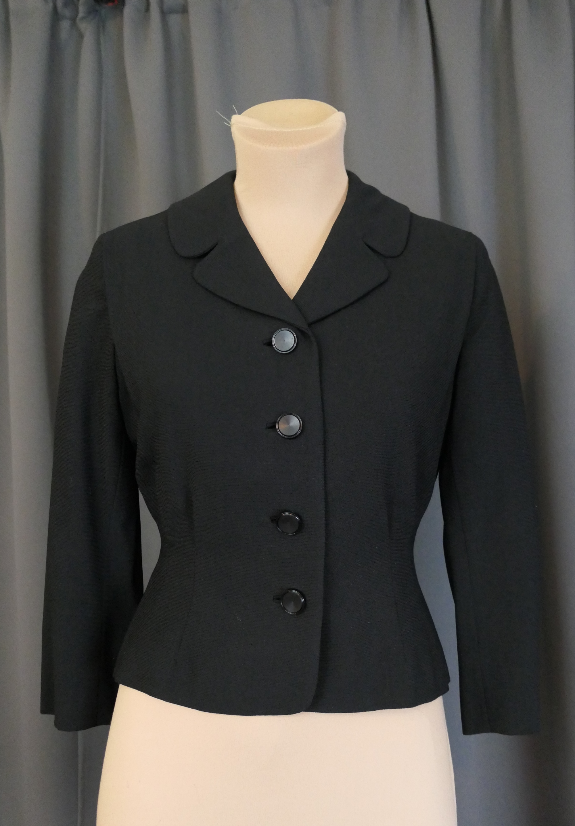 Vintage Tailored Suit Jacket, fit 35 bust 1950s Black Wool
