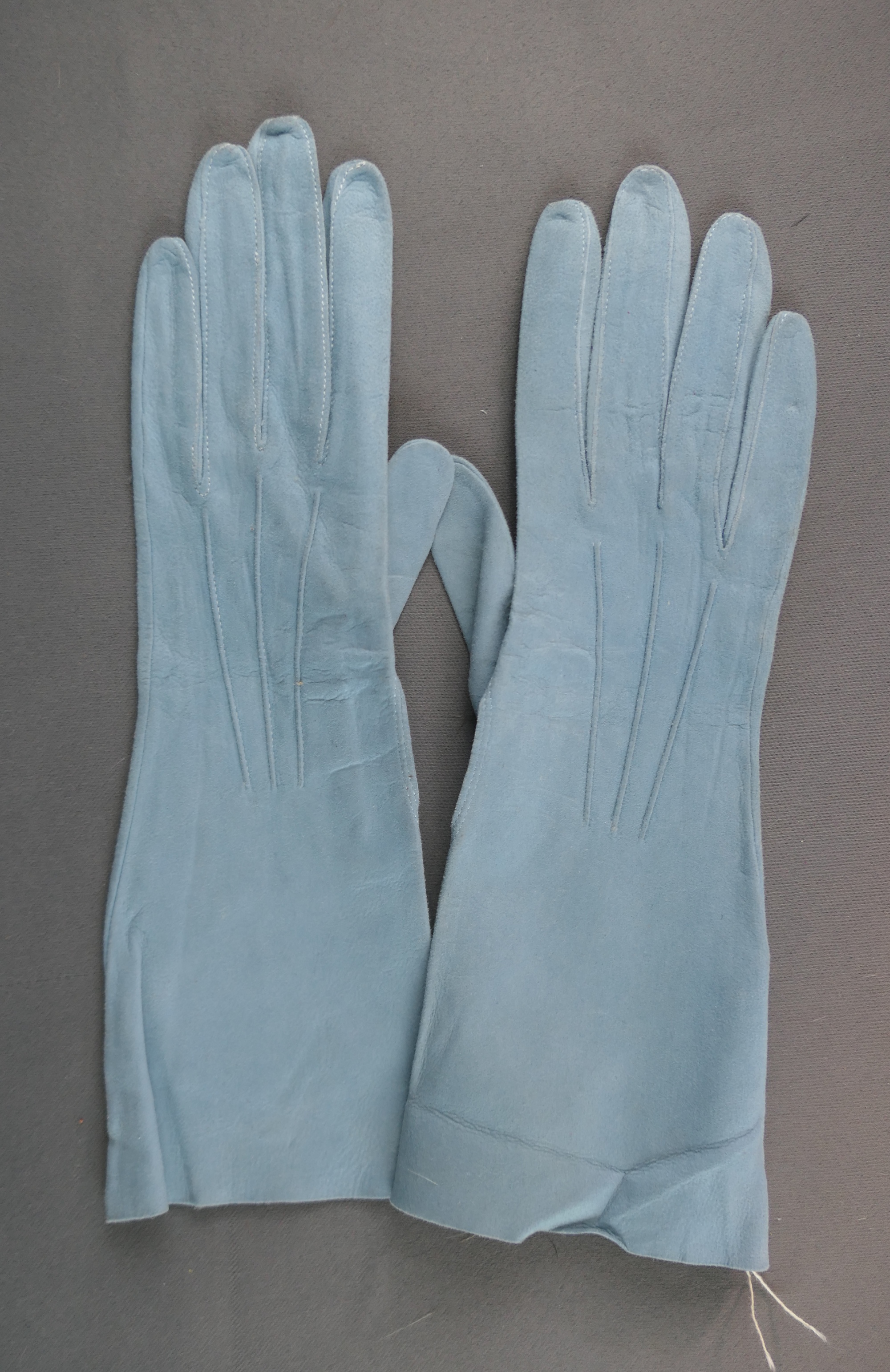 Vintage Blue Leather Gloves 1940s, Hansen XXS sz5