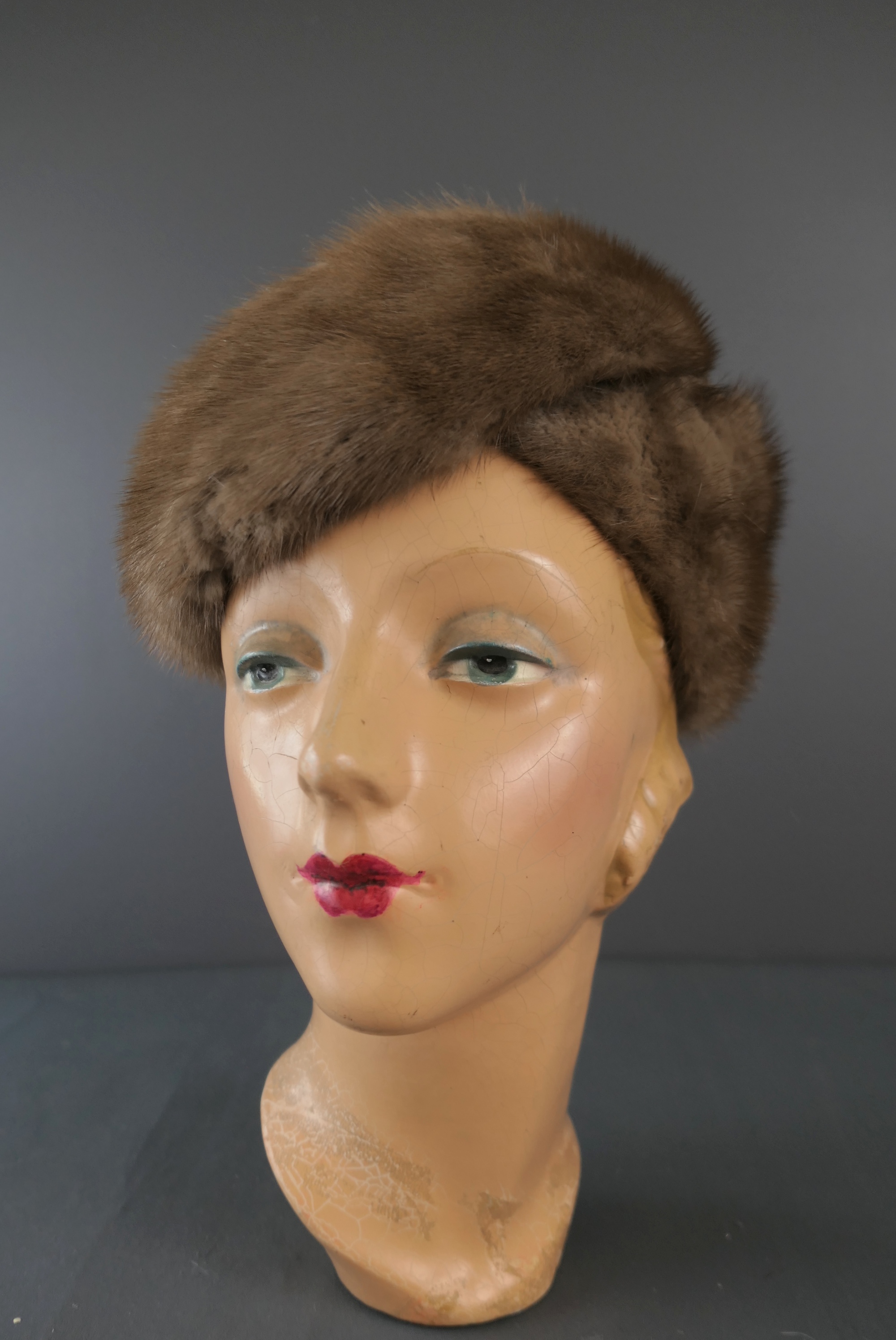 Vintage Twisted Mink Fur Hat by Miss Alice, 1960s, 23 inch head
