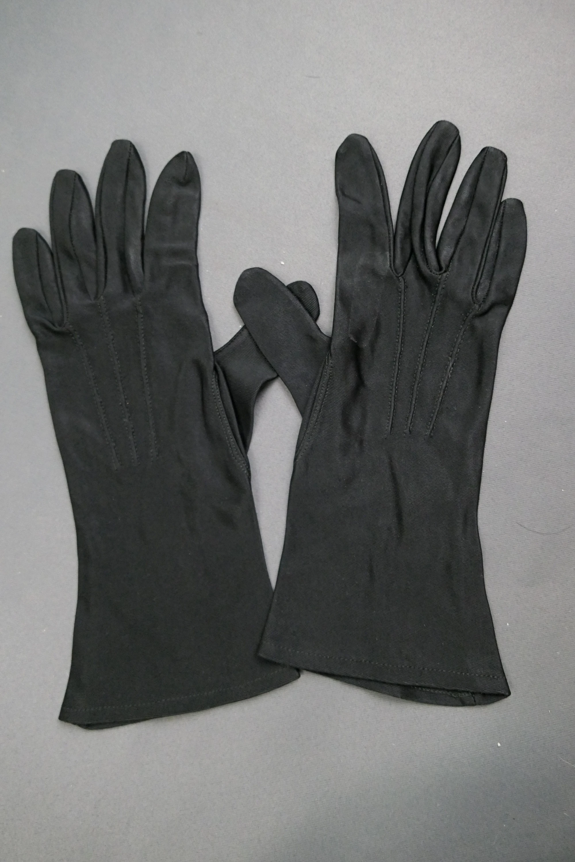 Vintage 1940s Black Rayon Dress Gloves, size 6-1/2