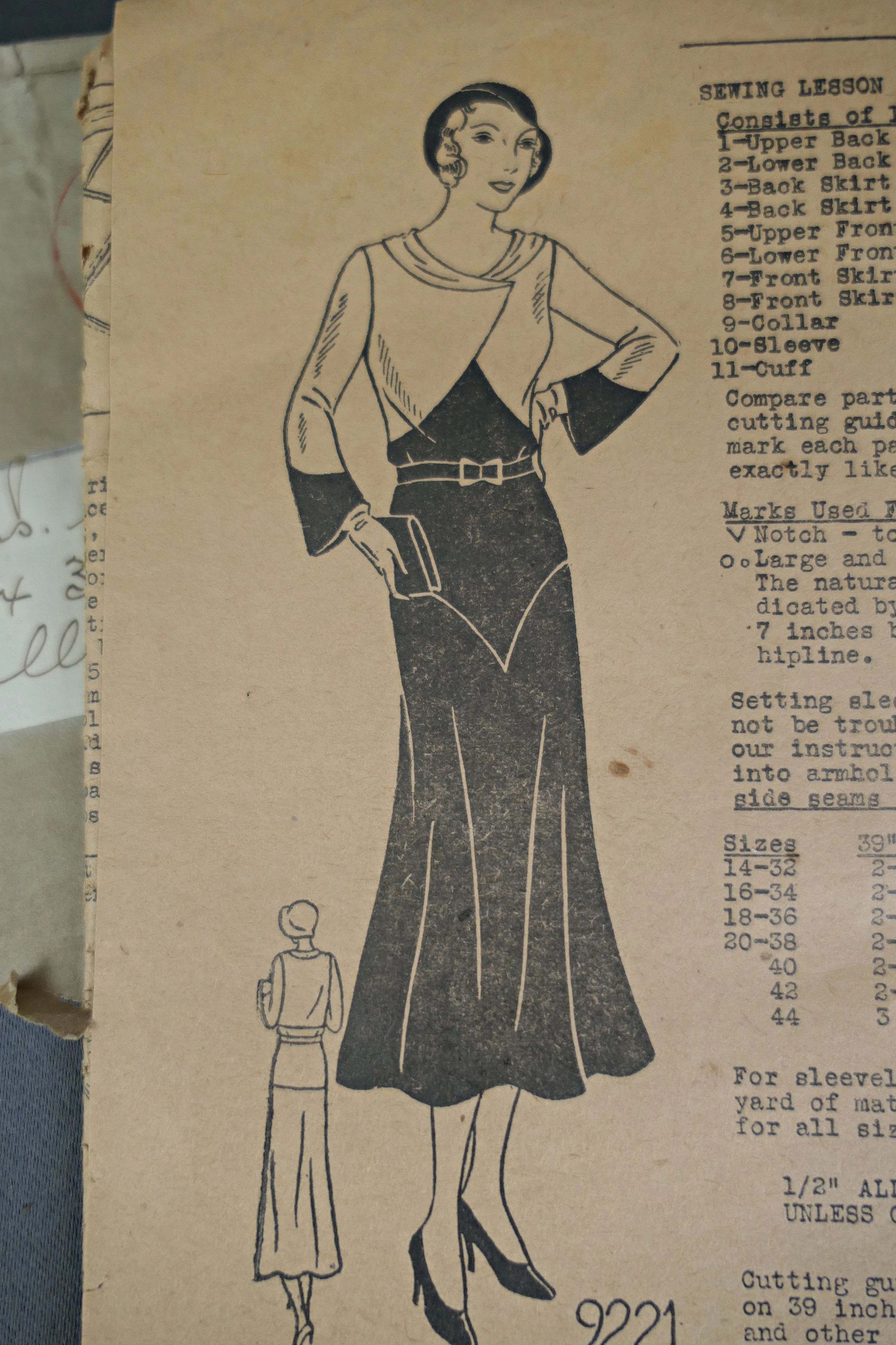 Vintage 1930s Dress Pattern, unused Mail order, 34 inch bust