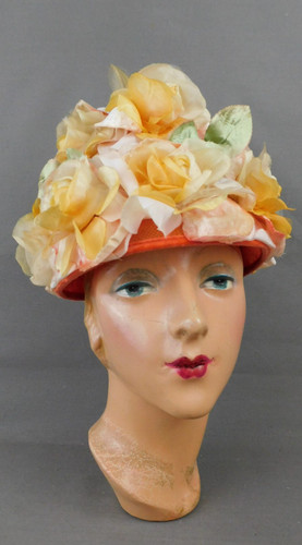 Vintage 1950’s-60’s Floral Petal Half Hat, Peach Vintage 1950 main image 2