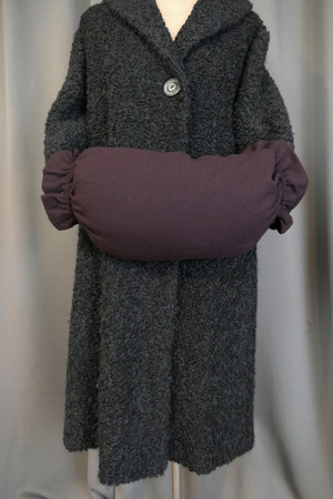 Vintage 1930s Brown Wool Hand Muff, with issues, Round, Winter