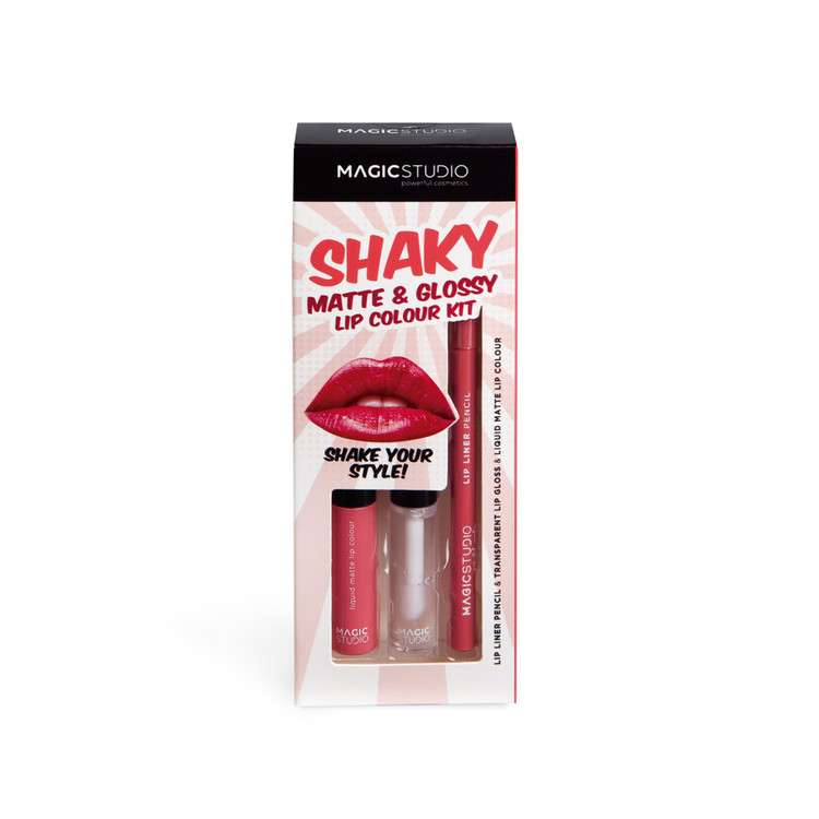Magic Studio Shaky, Matte & Glossy Lip Colour Kit, Set za usne - 01, 3/1