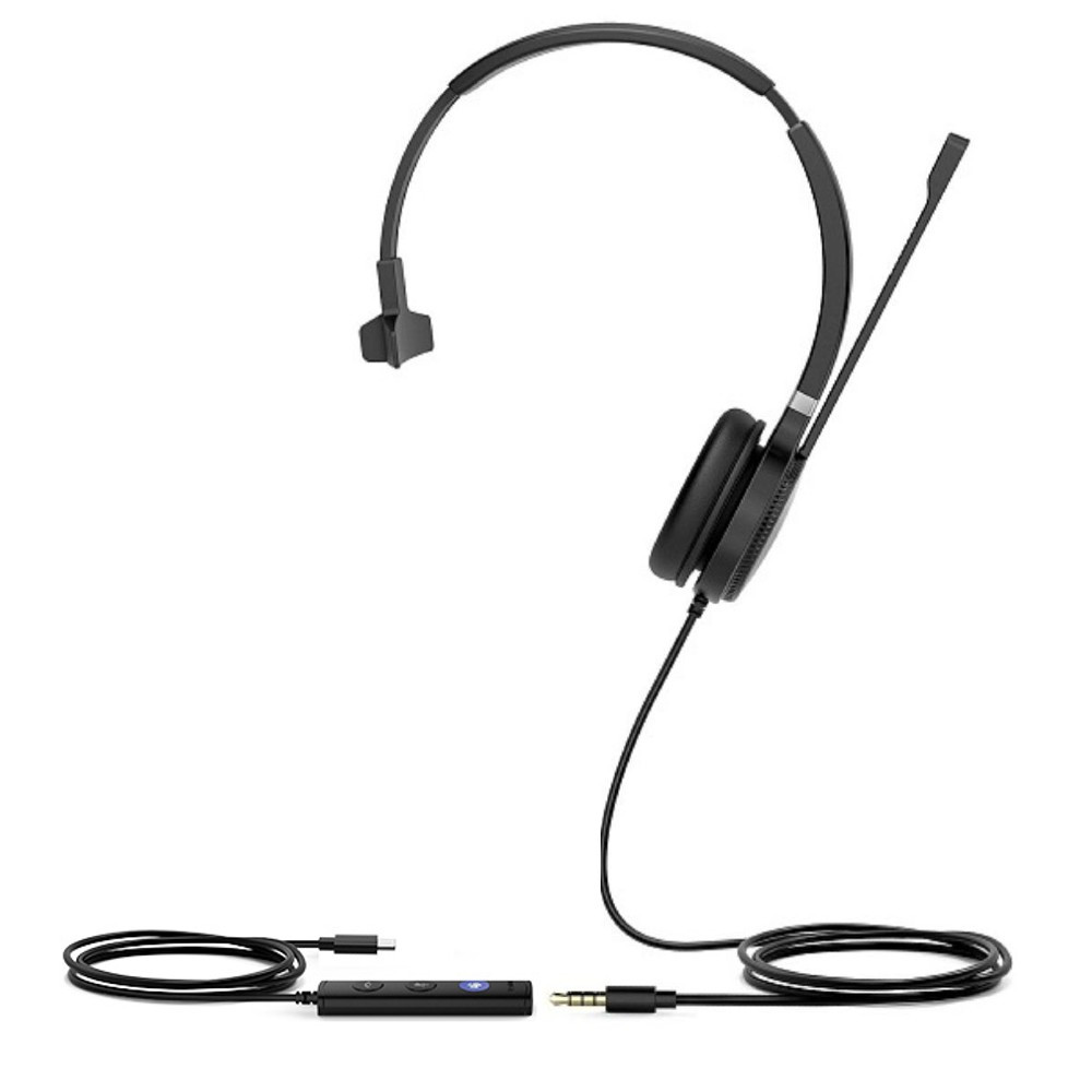 Headset Mono Usb C Yealink Cuffie UH37 Mono Professionali - USB-C/A Con Cancellazione Rumore Cuffia Ufficio USB-C