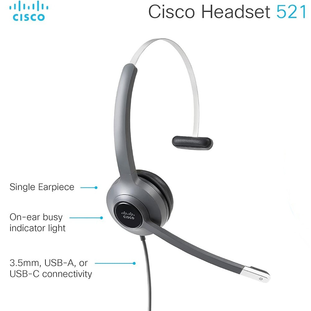 Cisco Singapore | Cisco Headsets | Cisco 521 Mono Wired Headset
