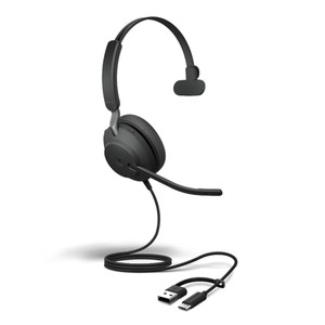 Jabra Evolve2 40 SE MS Mono Office Headset, USB-C/A (Black)