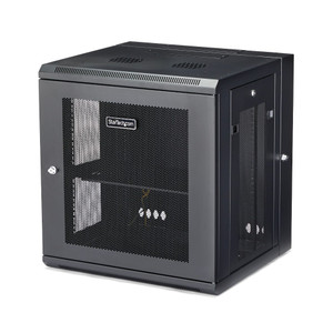 StarTech 4-Post 12U Wall Mount Network Cabinet with 1U Shelf, 19" Hinged Wall-Mounted Server Rack for Data / AV / Electronics / Computer Equipment, Flexible Vented Rack Enclosure