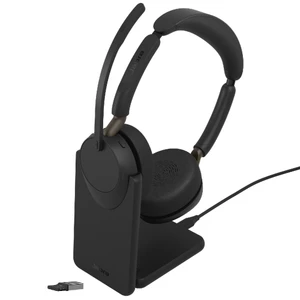 Jabra Evolve3 65 UC Stereo ANC, Wireless Bluetooth Headset, Link 390 Adapter, With Charging Stand, USB-A
