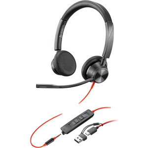 Poly Plantronics Blackwire 3325-M Teams Stereo Office Headset, USB-C, 3.5mm with USB-C/A Adapter